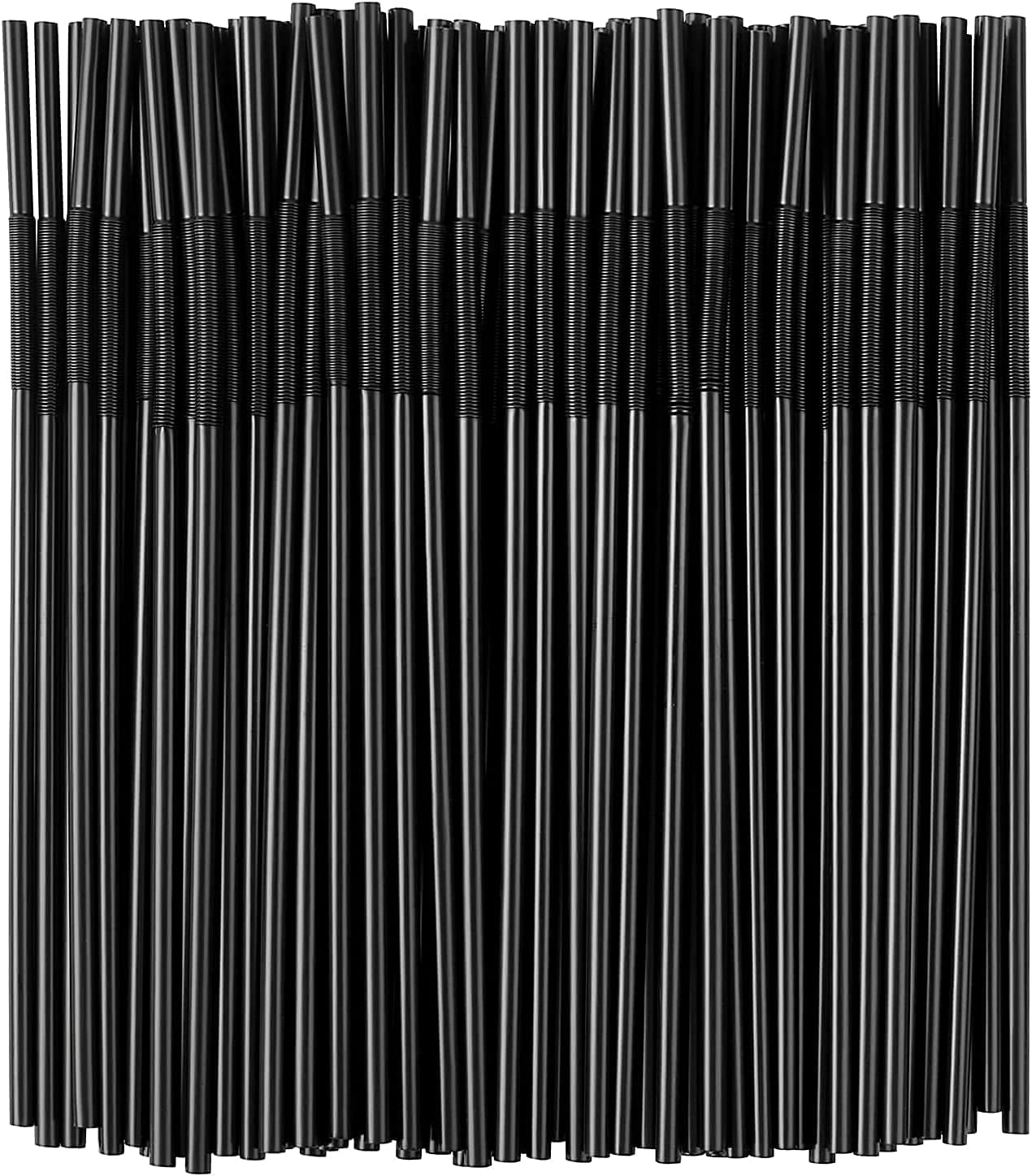 200 popotes de plástico flexibles negros, desechables, para fiestas, 13 pulgadas, extra largas, decoraciones de fiesta