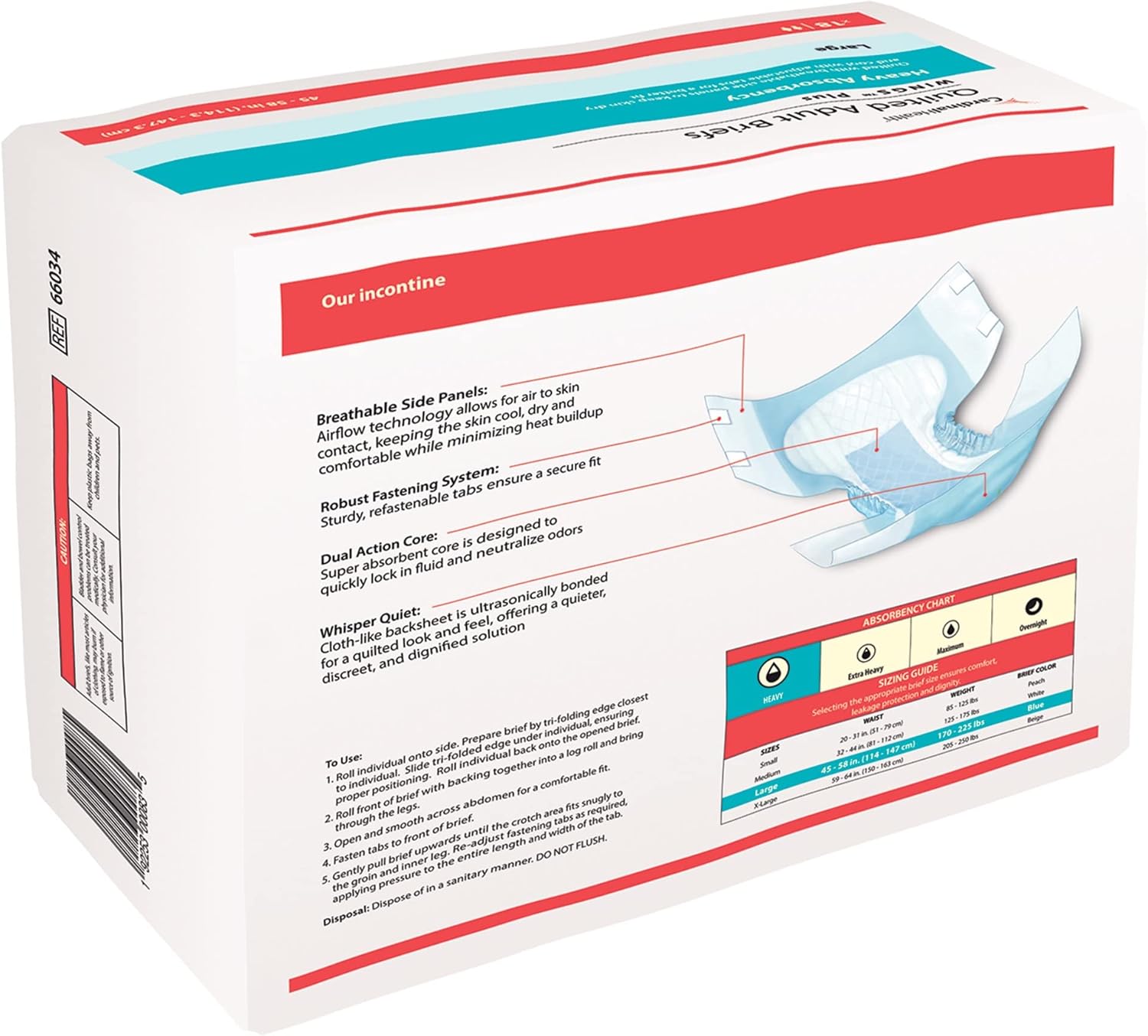 Covidien 75343101 Incontinente Breve Wings Choice Plus Tab Cierre Grande Desechable Pesada Absorbencia 66034 Caja De 18