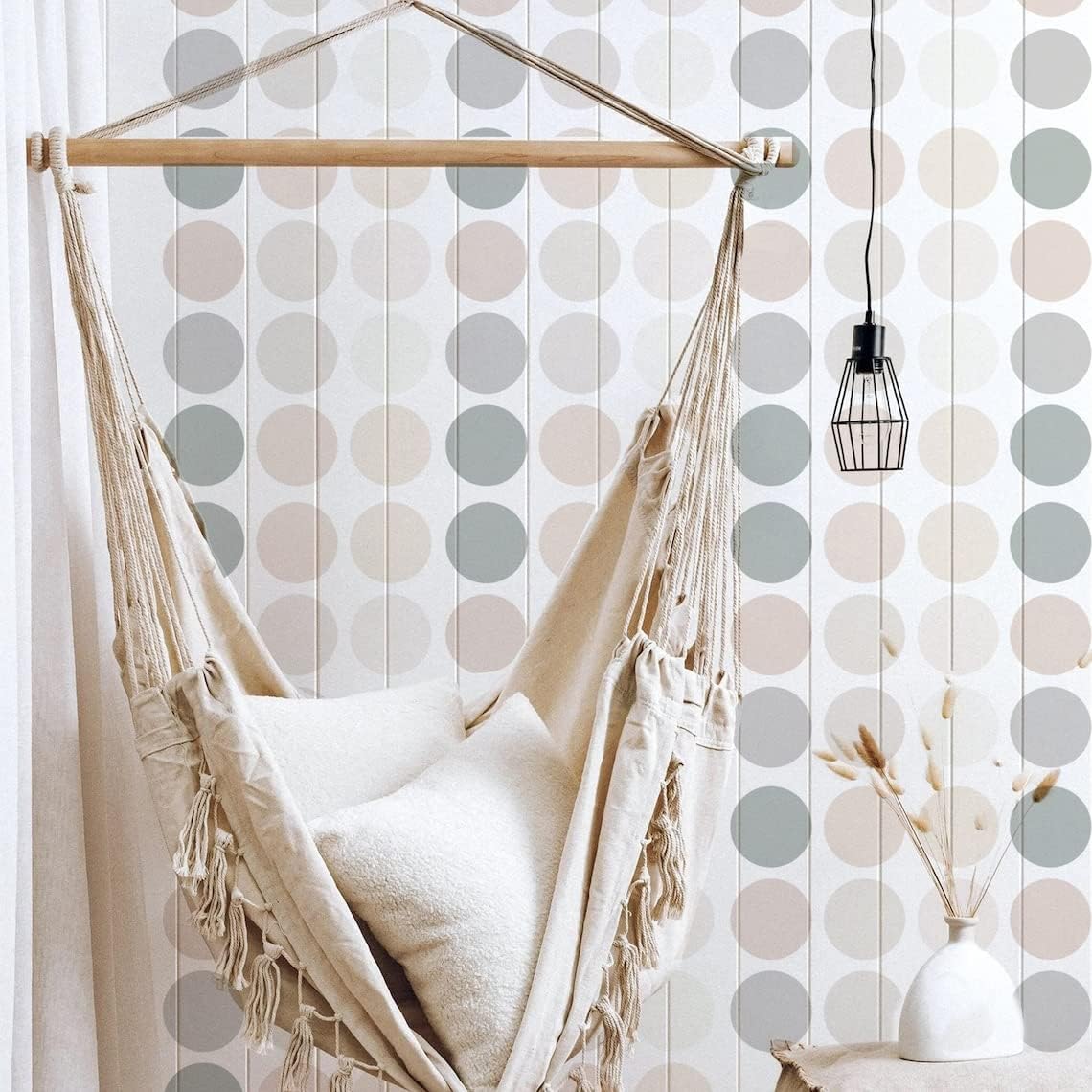 50 calcomanías neutras de puntos bohemios  Decoración de pared de círculos pastel para cuarto de bebé, habitación de niños  murales de vinilo de