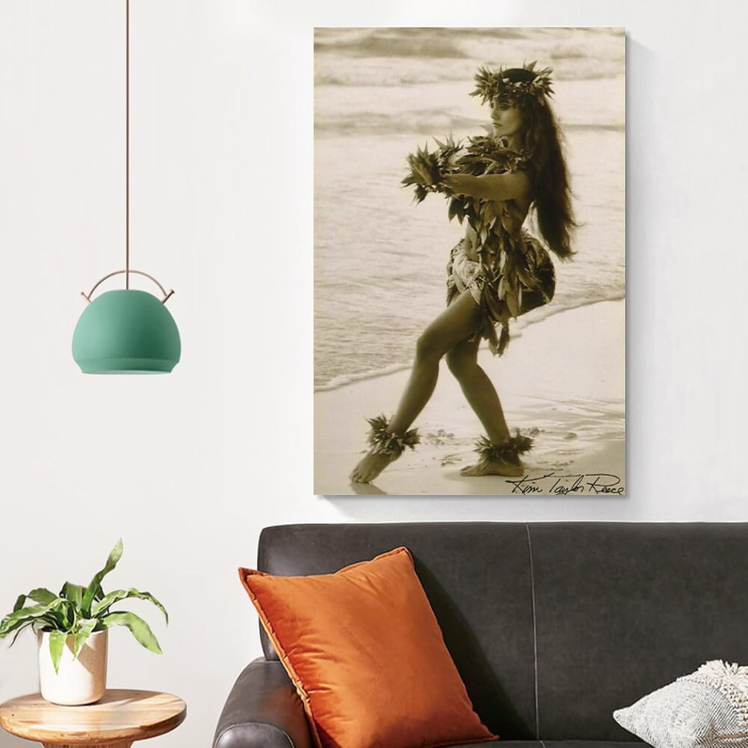Pósteres musicales de niña de playa bailando hawaiano hula fotos de pared minimalistas, pósteres de pared en lienzo para decoración de pared,
