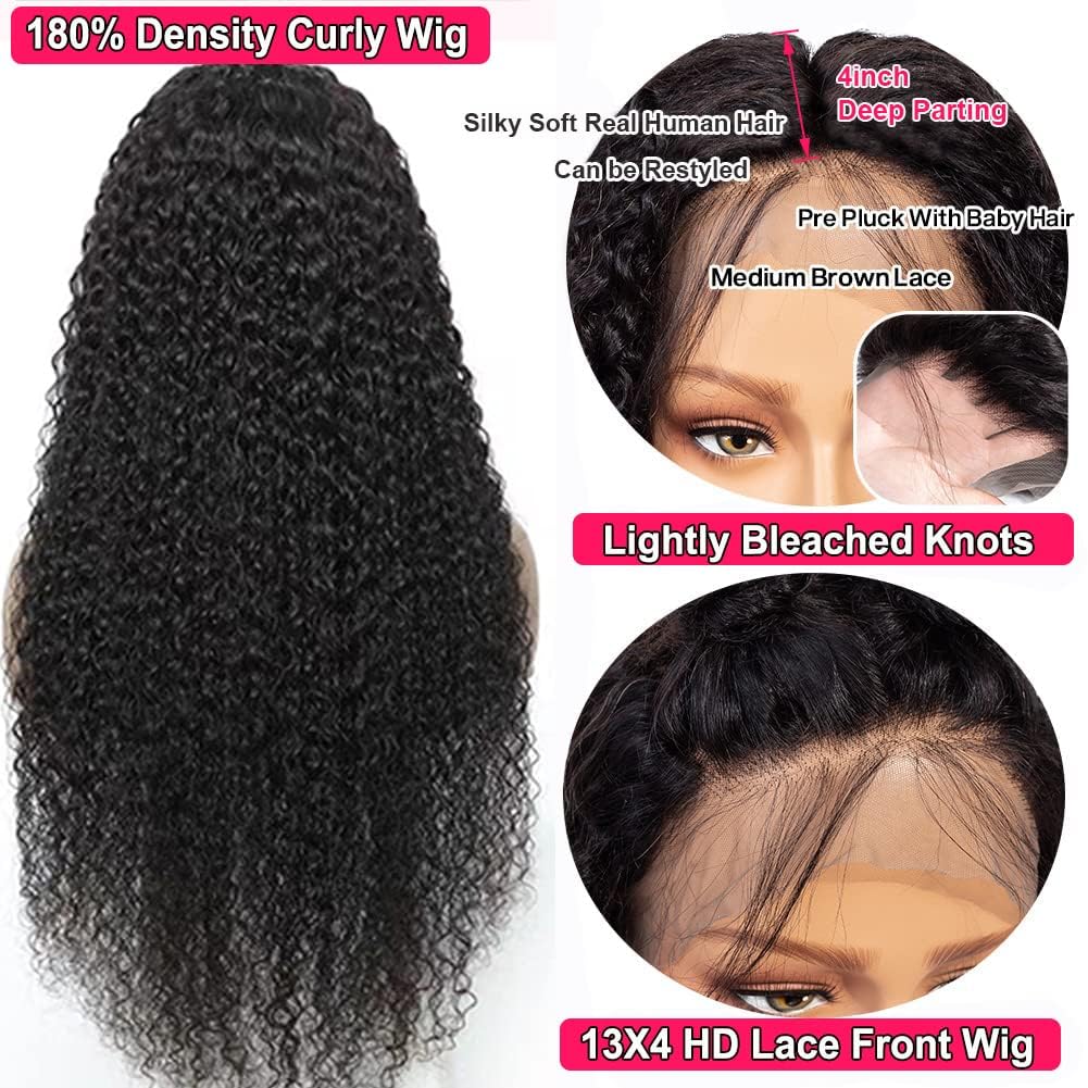 Peluca de cabello humano rizado con encaje frontal de 34 pulgadas, pelucas de cabello humano 10A con encaje frontal HD de 13 x 4 pulgadas,