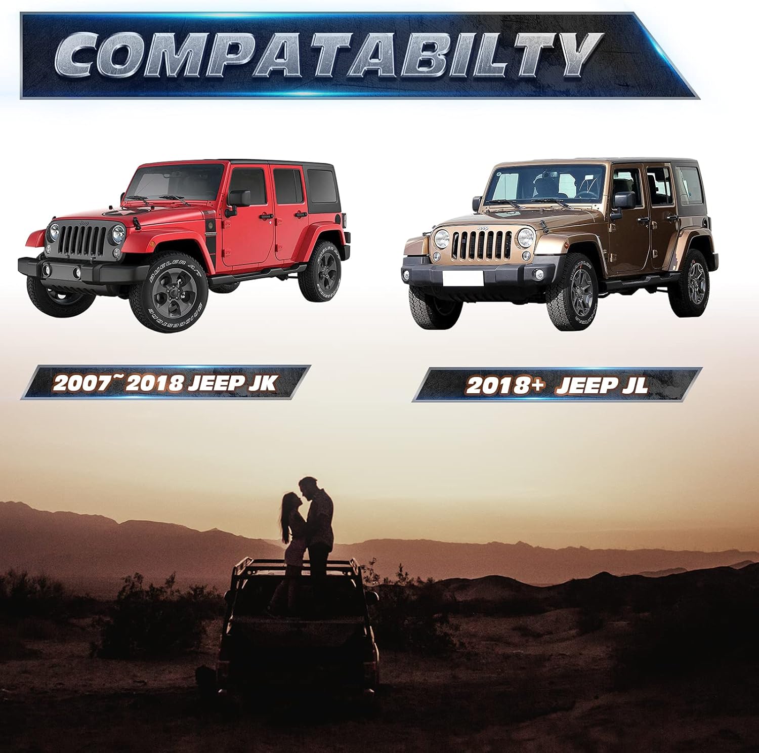KSP Jack Mount Hood Bisagra Puerta Bisagra Soporte antirrobo para Je-ep 2007-2018 JK,2018+JL Offroad Negro
