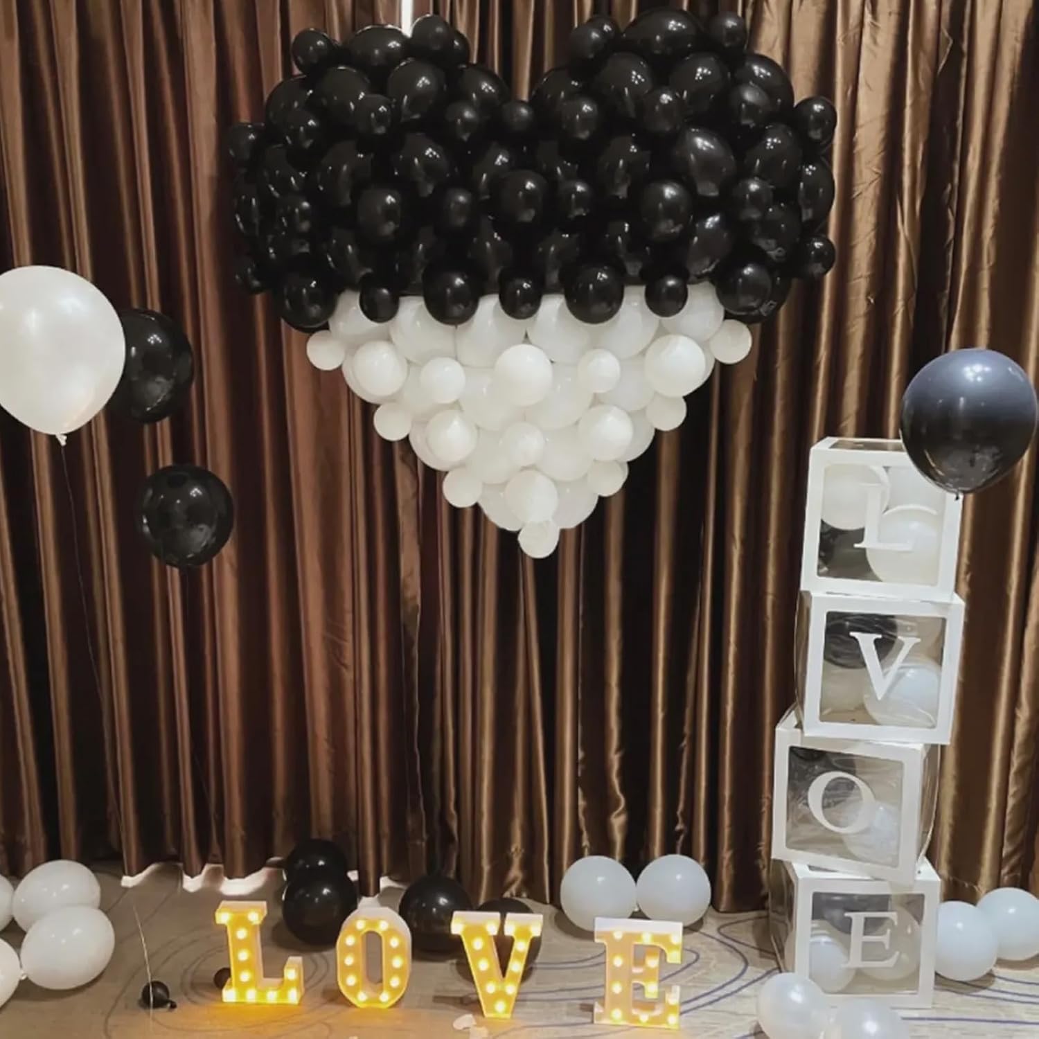 100 globos blancos y negros de látex gruesos de 12 pulgadas para decoraciones de cumpleaños, bodas, fiestas de graduación (globo blanco negro)