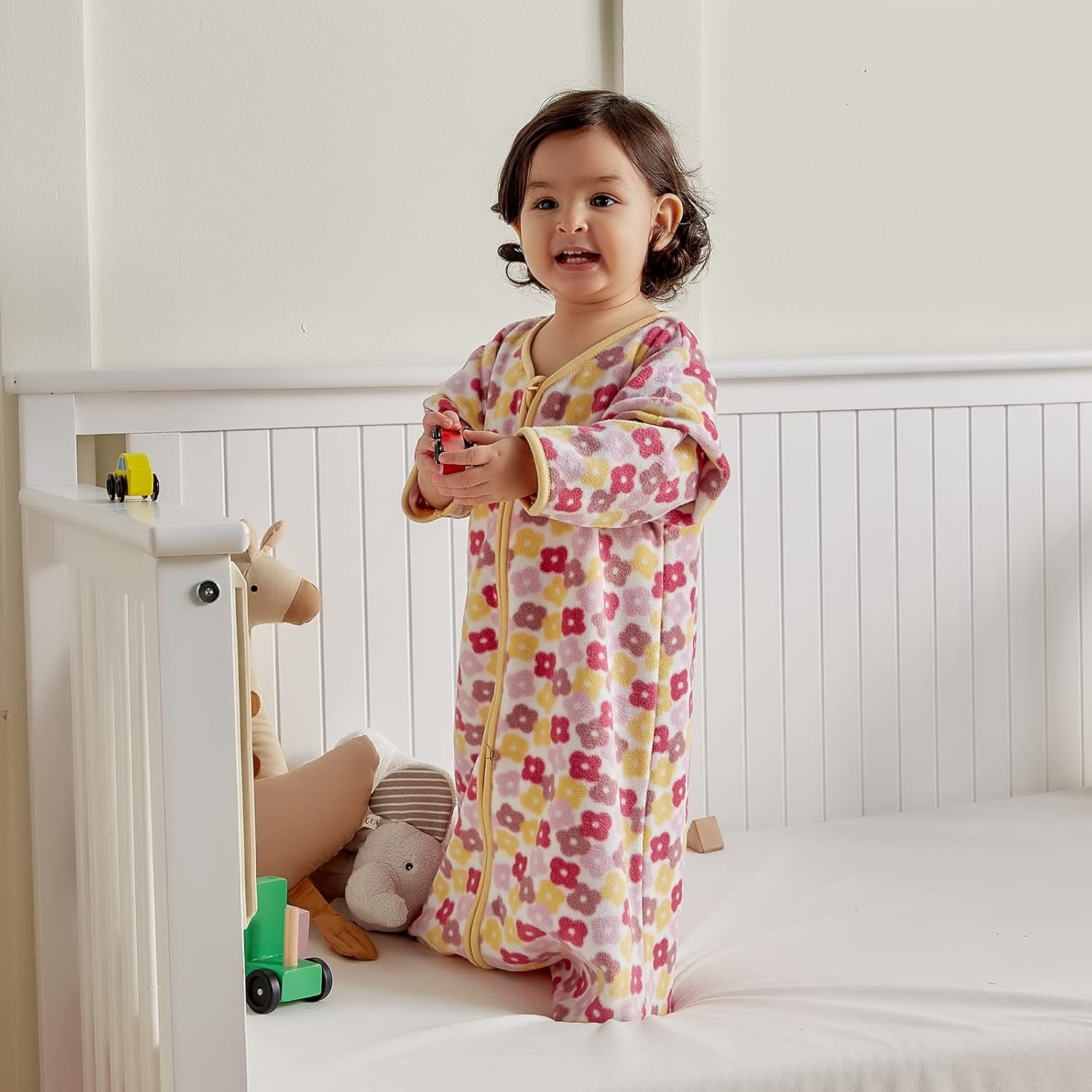 DaysU Saco de dormir para bebé de microforro polar con mangas largas, saco de dormir cálido de felpa con cremallera de 2 vías, saco de dormir unisex
