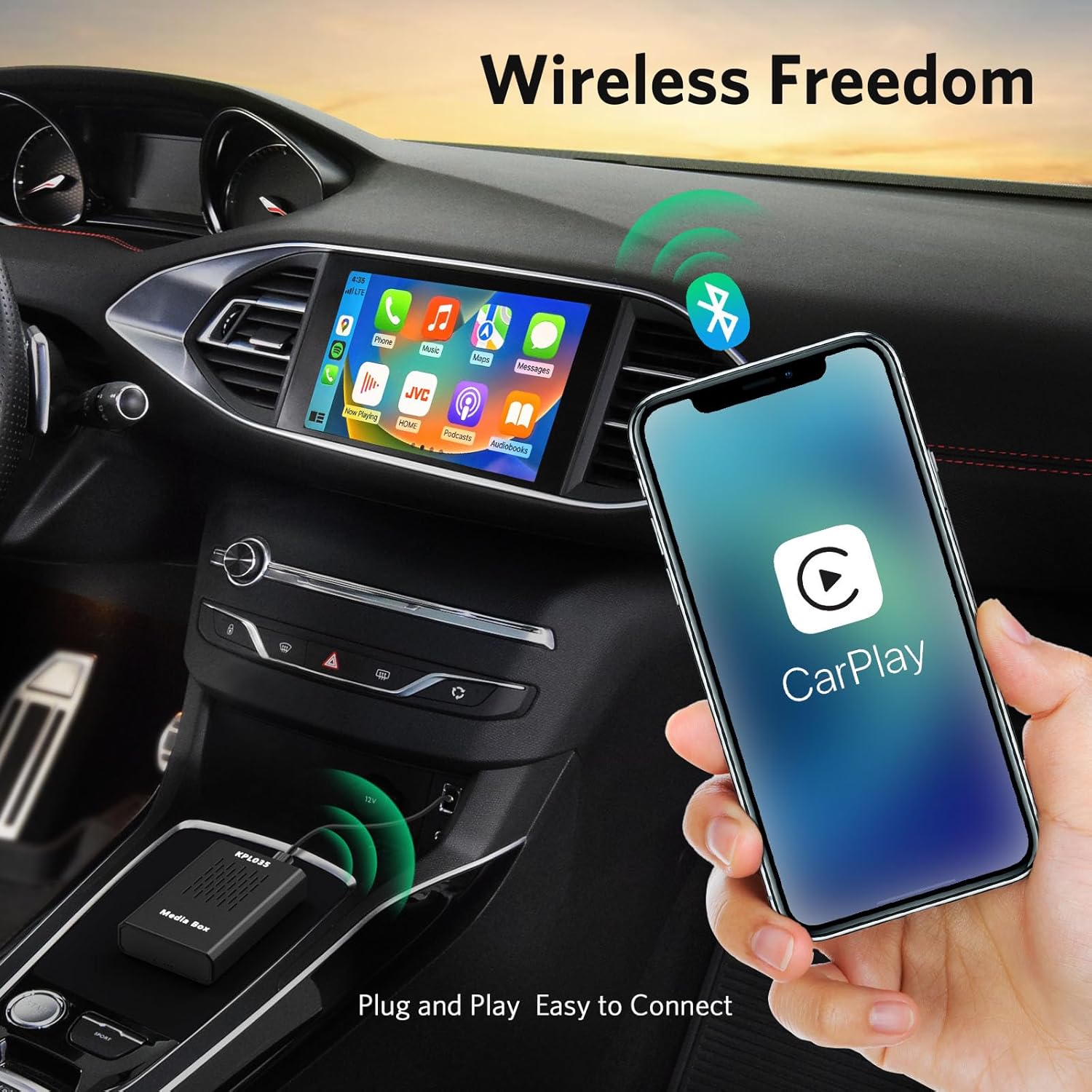 FitAlly Adaptador inalámbrico CarPlay – 2 en 1 Carplay inalámbrico y adaptador automático Android con tarjeta SD de Netflix YouTube, AI Box Lite