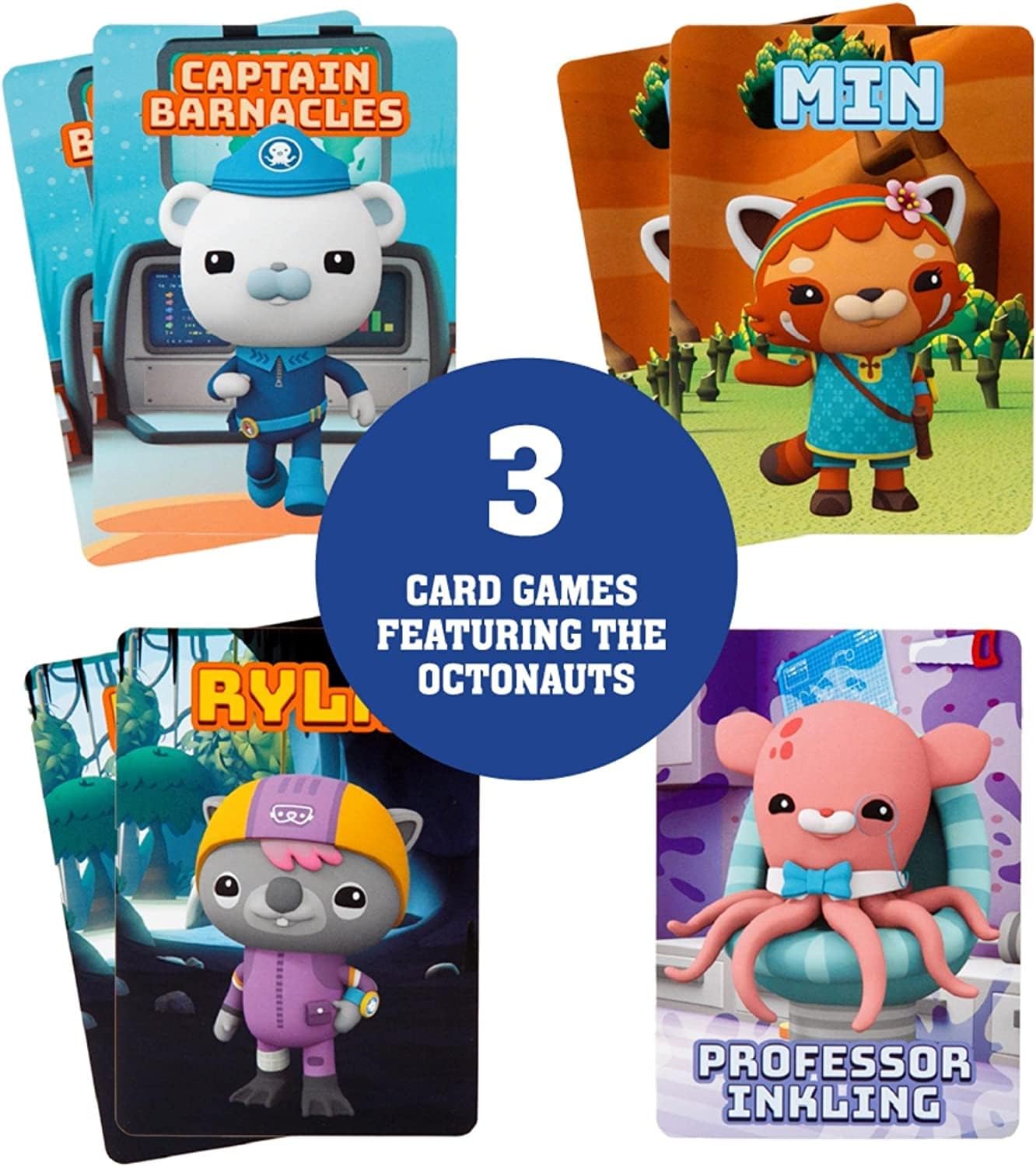 Octonauts – Juegos de cartas clásicos y tarjetas flash para niños, incluye tres juegos, letras del alfabeto y numéricas, juego de memoria, Go Fish &