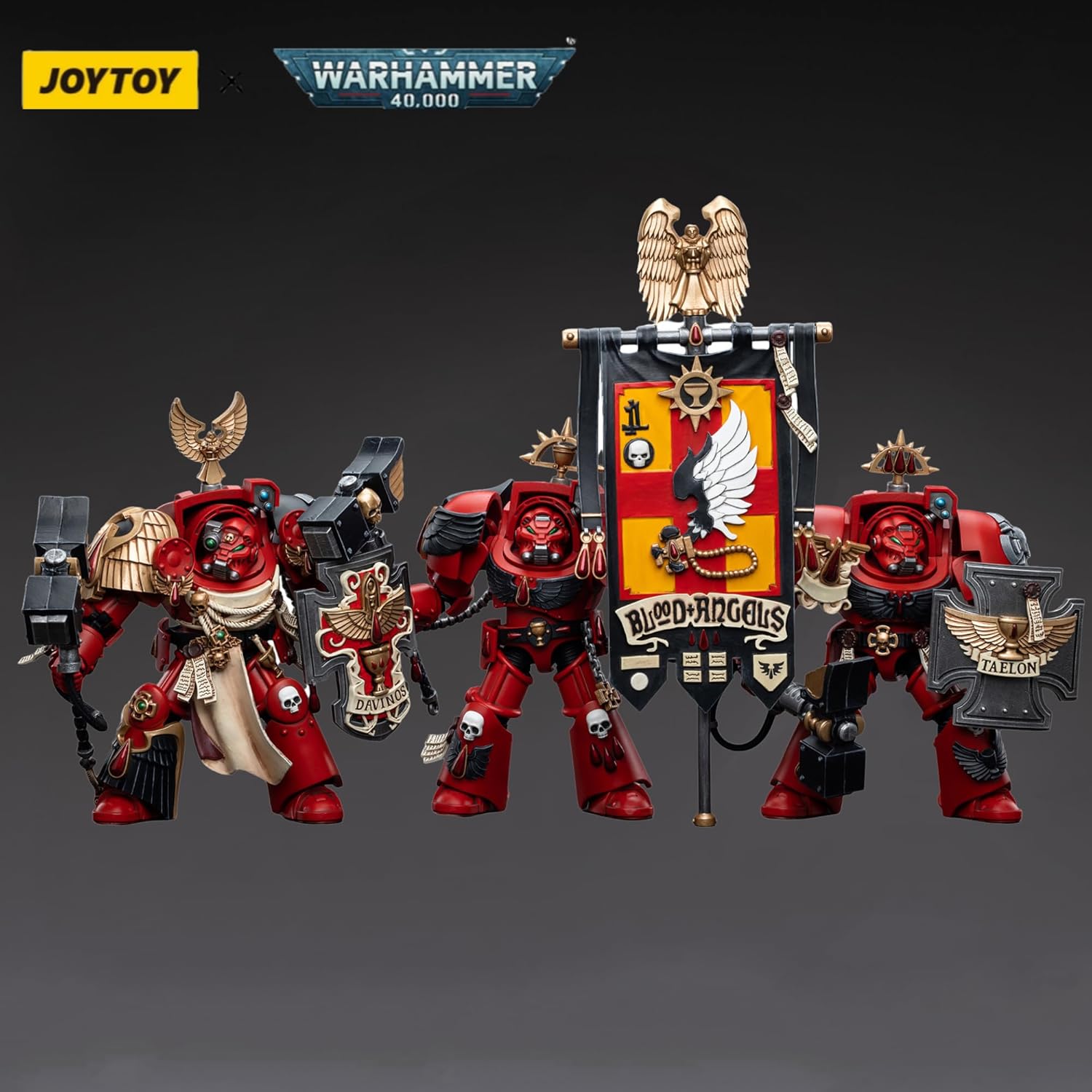 JoyToy 118 Warhammer 40,000 Figura de acción Blood Angels Assault Terminators (juego de 3 figuras) (DavinosLeonidTaelon) Modelo de colección