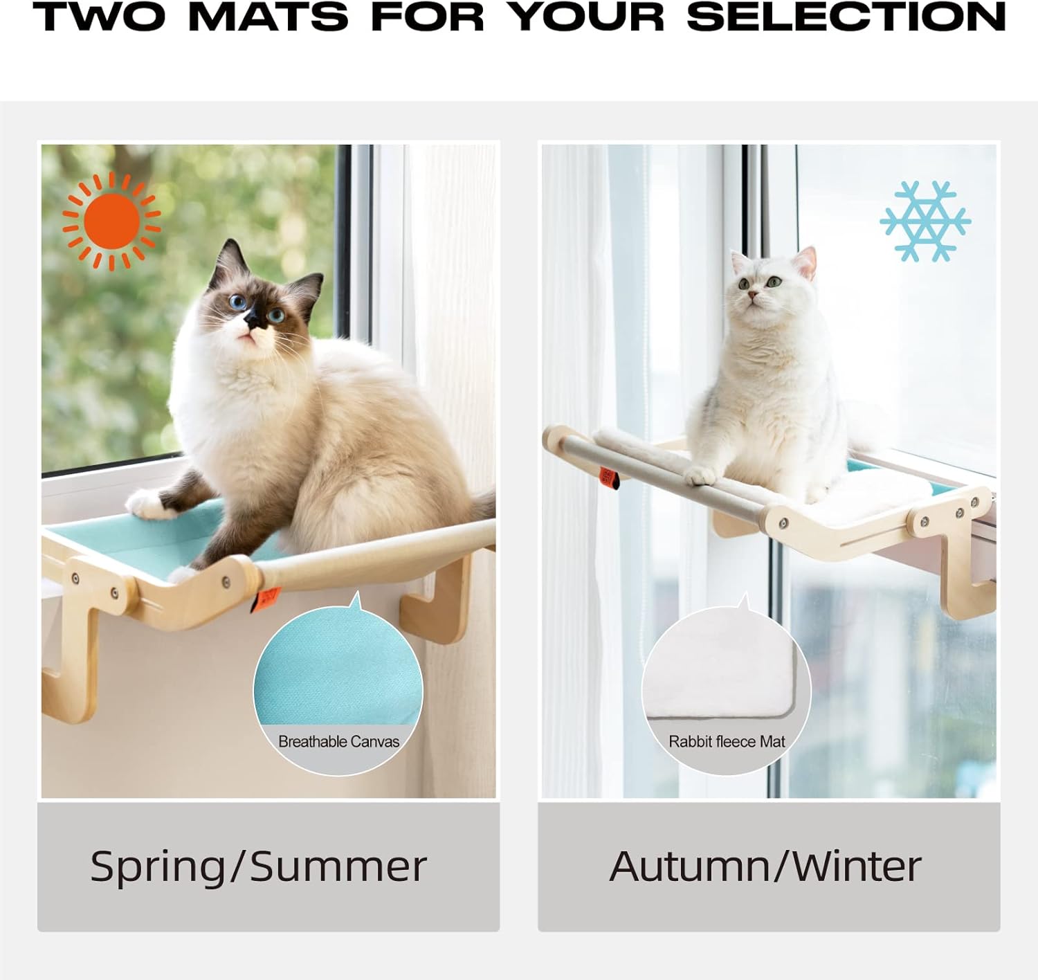 Hamaca para ventana de gato, asiento de hamaca para gatos de interior, resistente, ajustable, estable, que proporciona baño de sol completo, ahorro