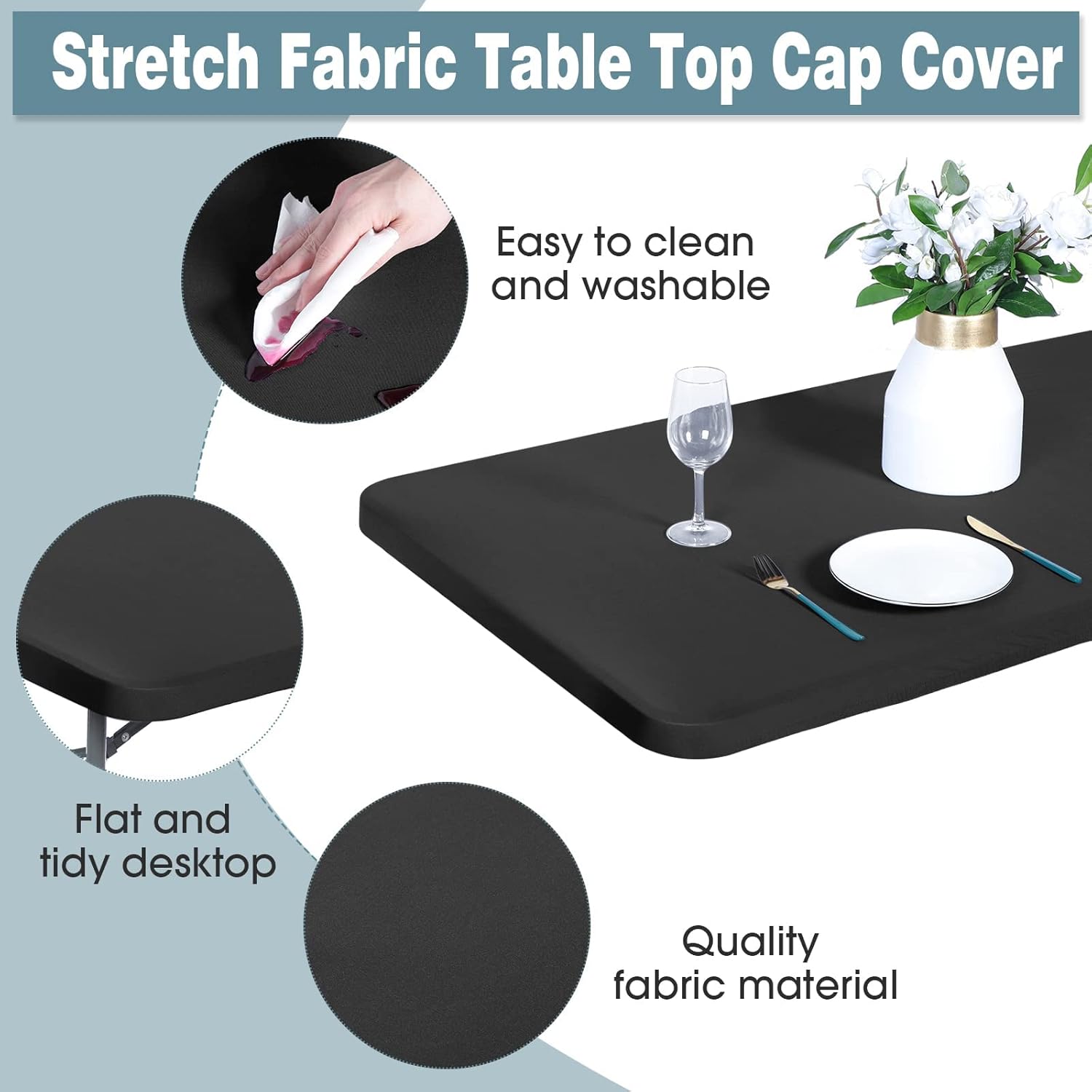 CHENGU Mantel de elastano, ajustable, elástico, ajustable, para mesa de picnic, lavable, plegable, mantel rectangular de poliéster para fiesta de