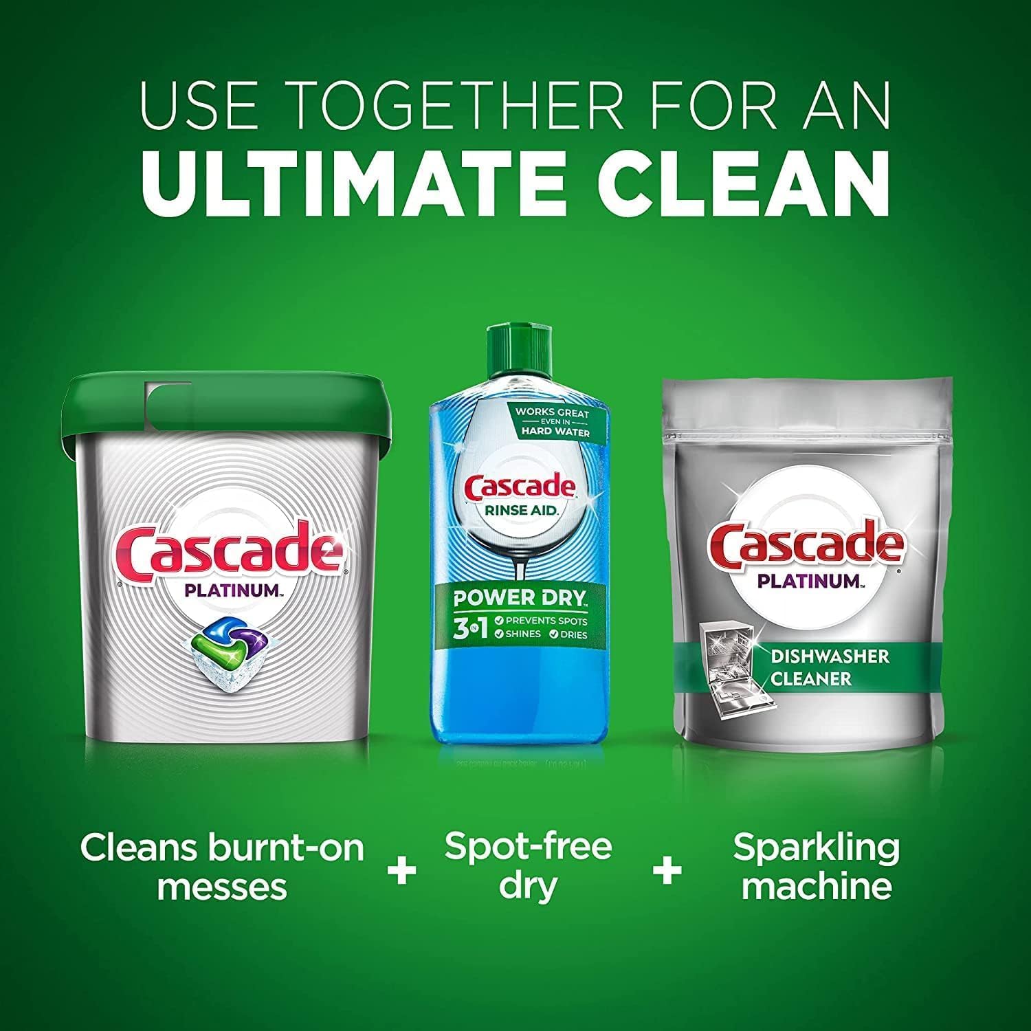 Cascade Rinse Aid Platinum, agente de enjuague para lavavajillas, aroma regular, 30.5 onzas líquidas (paquete de 2)