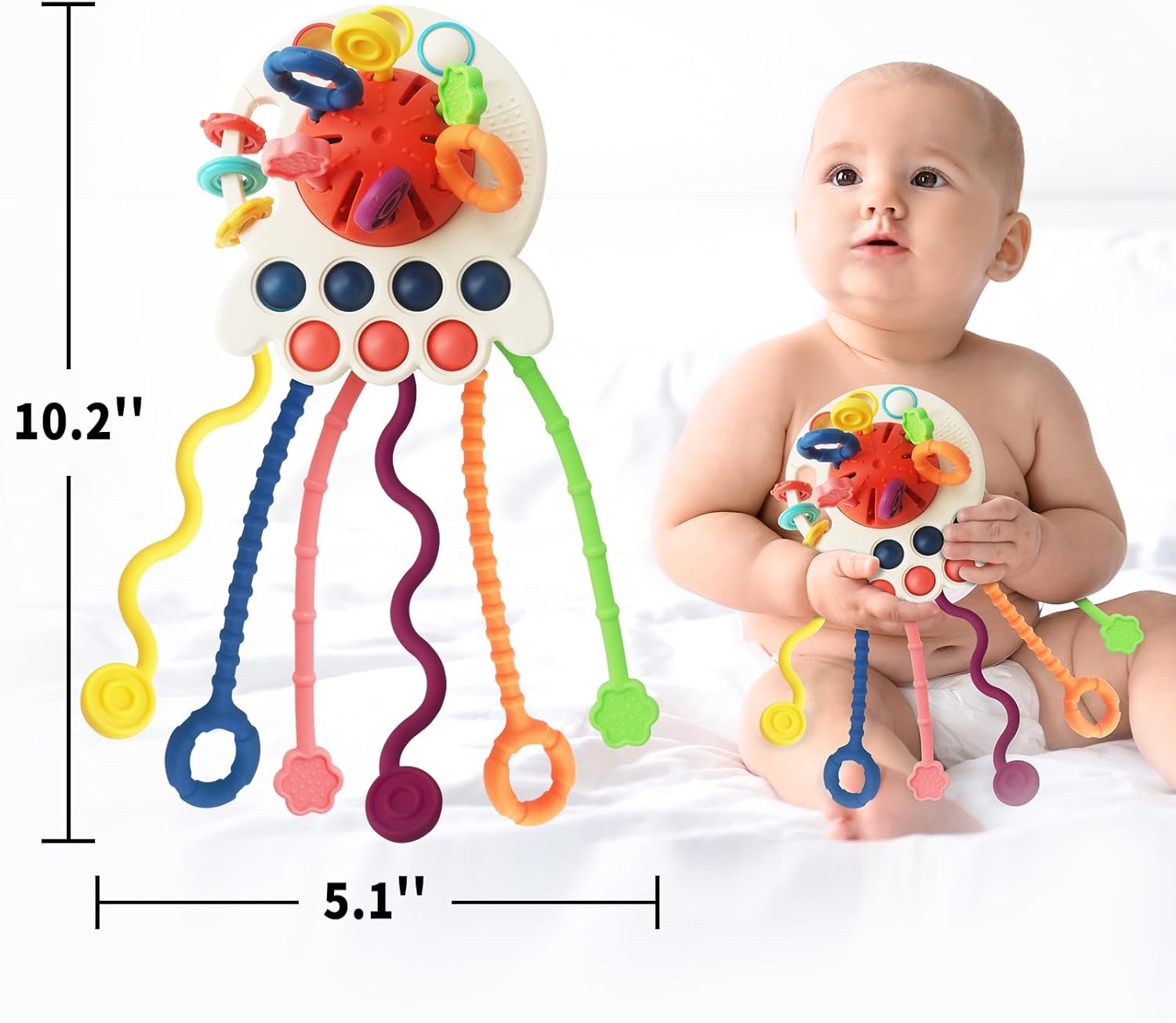 Juguetes para bebés de 6 a 12 meses, juguetes Montessori para bebés, juguetes sensoriales para bebés, juguetes de cuerda de silicona suave, juguetes