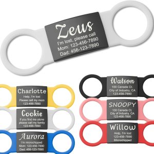 Anavia Etiquetas de identificación silenciosas para mascotas, de acero inoxidable negro, tallas S, M, L, XL, de silicona de color negro, placa de Anavia Etiquetas de identificación silenciosas para mascotas, de acero inoxidable negro, tallas S, M, L, XL, de silicona de color negro, placa de