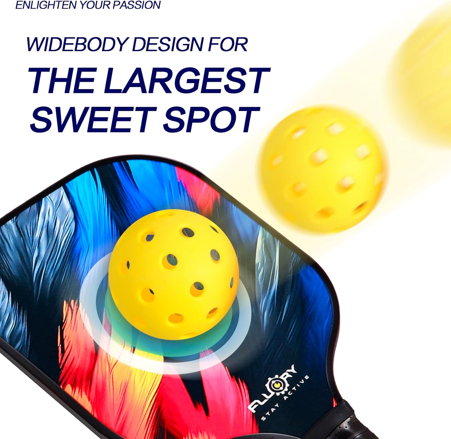 FLUORY Pickleball Paddles Set of 2, Lightweight Fiberglass Surface Pickleball Rackets Set with 4 Outdoor Indoor Balls,1 Carry Bag,Pickleball