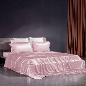 THXSILK Juego de sábanas de seda de 22 Momme, 4 piezas, sábanas de seda 7A+, juegos de ropa de cama de lujo, ultra suaves, duraderas, 100% seda de THXSILK Juego de sábanas de seda de 22 Momme, 4 piezas, sábanas de seda 7A+, juegos de ropa de cama de lujo, ultra suaves, duraderas, 100% seda de