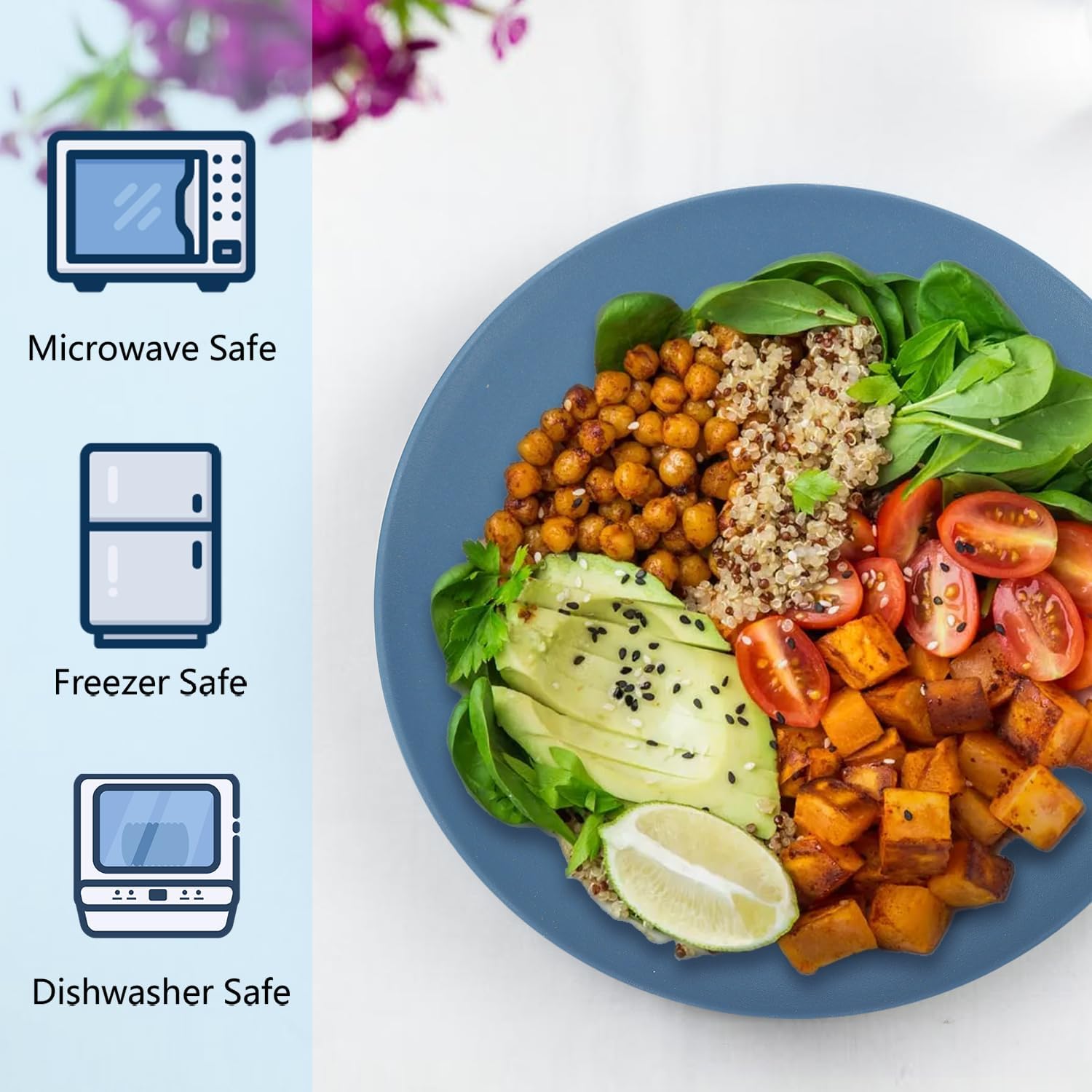 Homienly Juego de 8 platos planos alternativos para platos de plástico, aptos para microondas y lavavajillas, platos de paja de trigo para cocina,