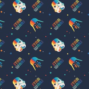 Star Wars Rainbow Darth Vader & Stormtrooper – Tela de algodón 100% de alta calidad de The Yard. Star Wars Rainbow Darth Vader & Stormtrooper – Tela de algodón 100% de alta calidad de The Yard.