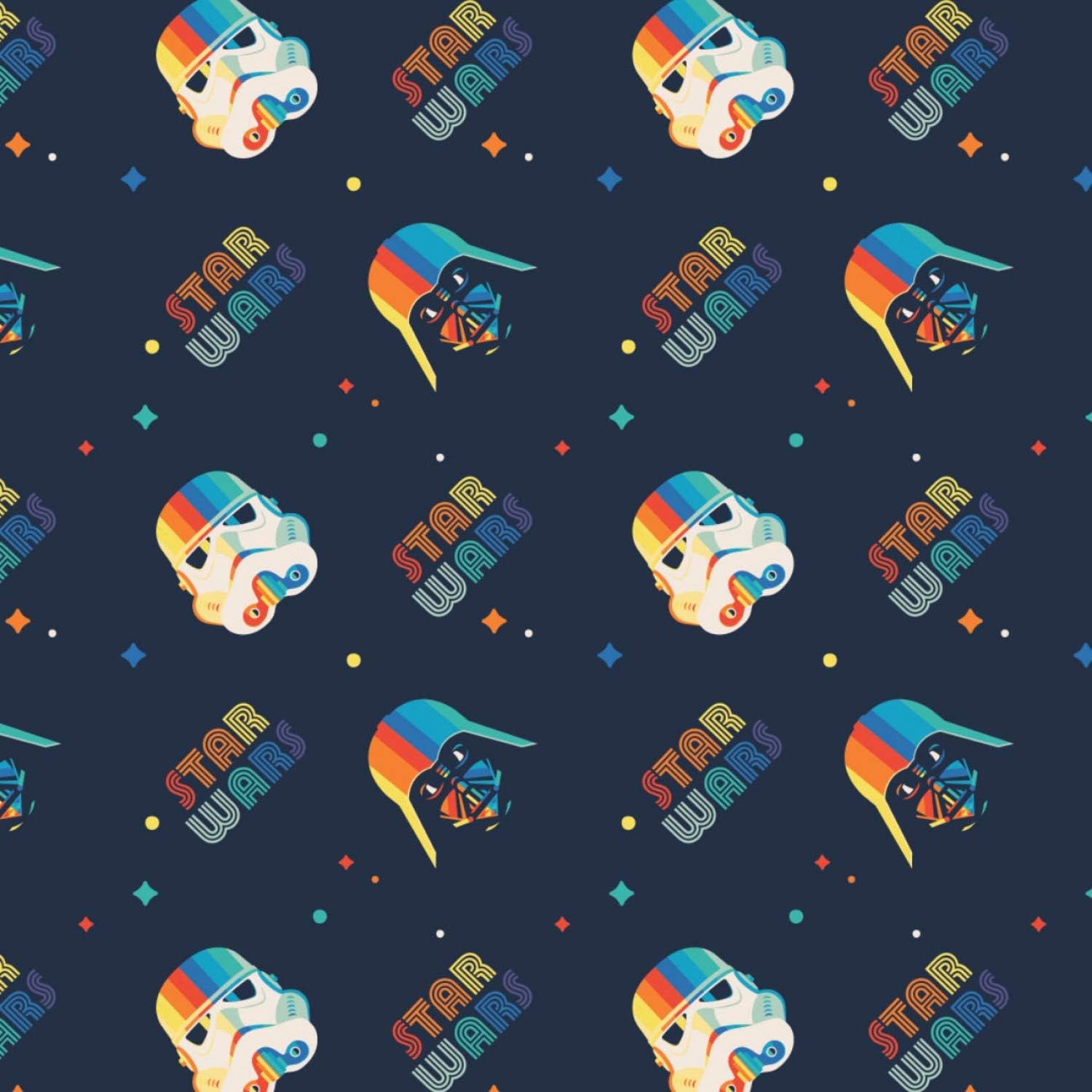 Star Wars Rainbow Darth Vader & Stormtrooper – Tela de algodón 100% de alta calidad de The Yard.