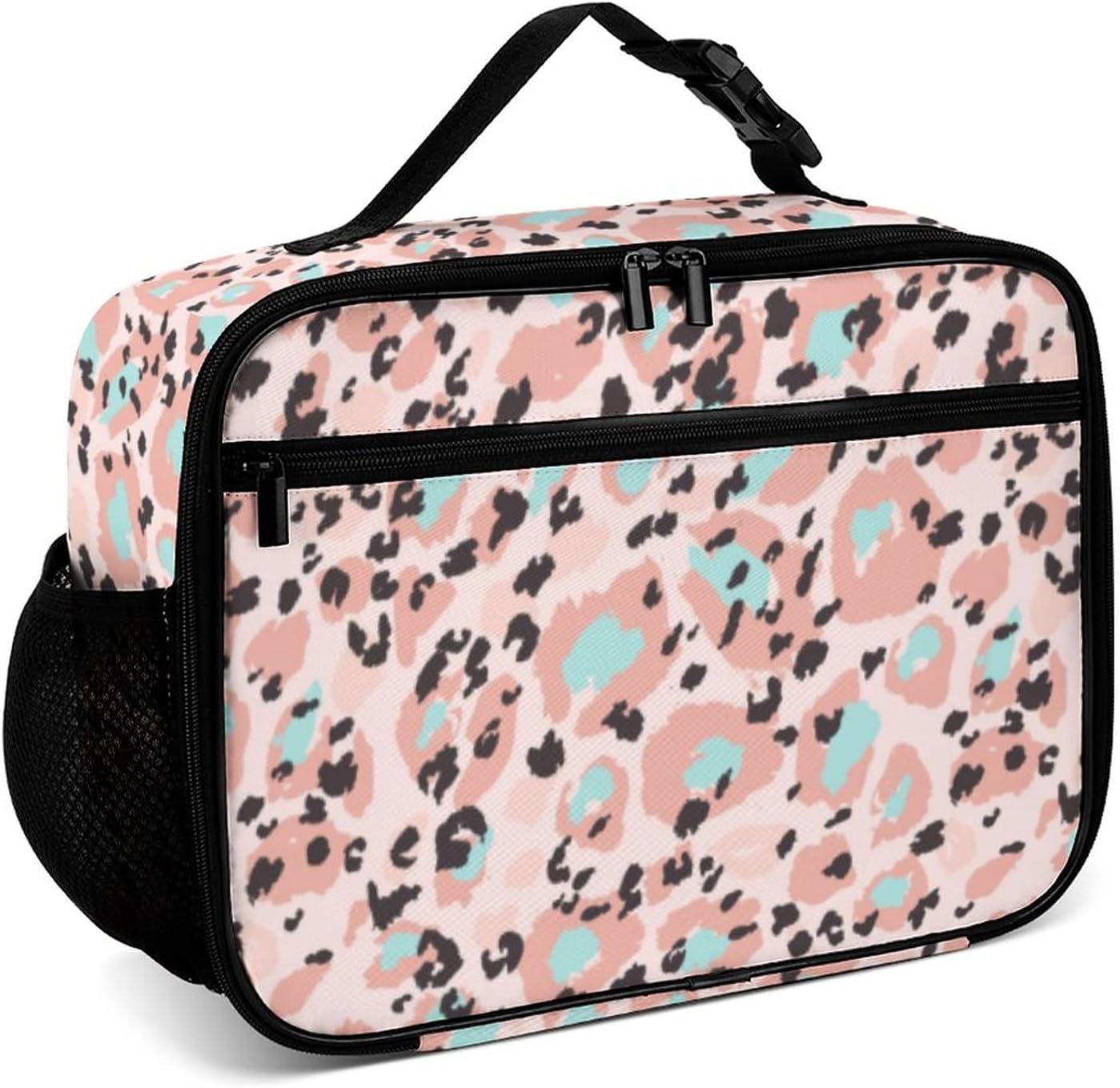 Muishi Lonchera reutilizable con diseño de rosetas de leopardo, bolsa de almuerzo aislada, lonchera para comida y alimentos, bolsa de mano para
