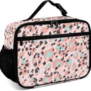 Muishi Lonchera reutilizable con diseño de rosetas de leopardo, bolsa de almuerzo aislada, lonchera para comida y alimentos, bolsa de mano para Muishi Lonchera reutilizable con diseño de rosetas de leopardo, bolsa de almuerzo aislada, lonchera para comida y alimentos, bolsa de mano para