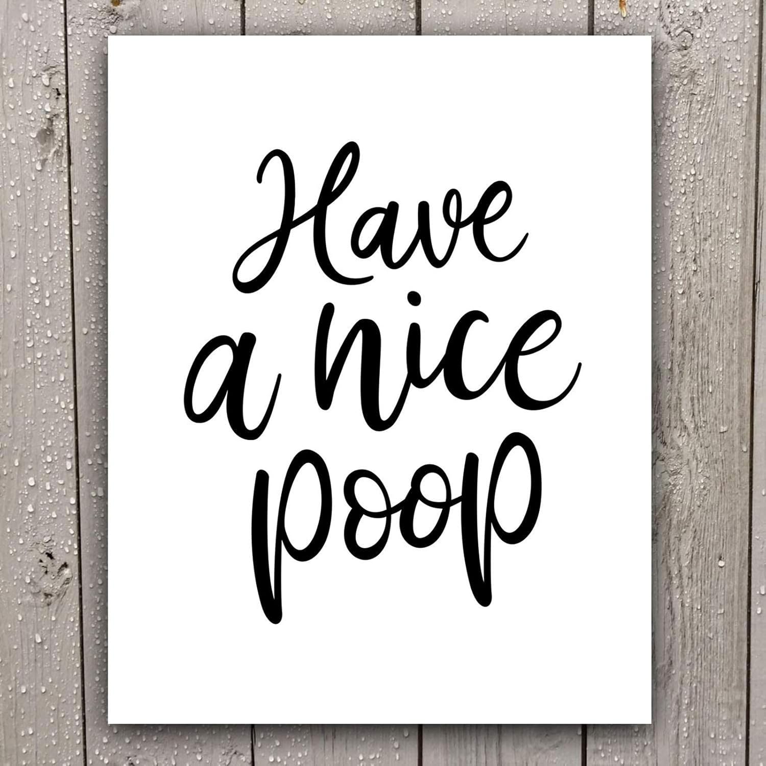 Divertidos carteles de baño (juego de 4 sin marco, 8 x 10 pulgadas), impresiones de decoración de pared de tipografía de baño, blanco y negro sin