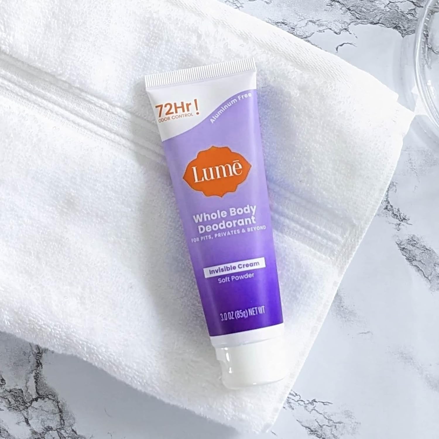 Lume – Desodorante para todo el cuerpo, Tubo de crema invisible, control de olores por 72 horas, sin aluminio, sin bicarbonato de sodio, seguro para