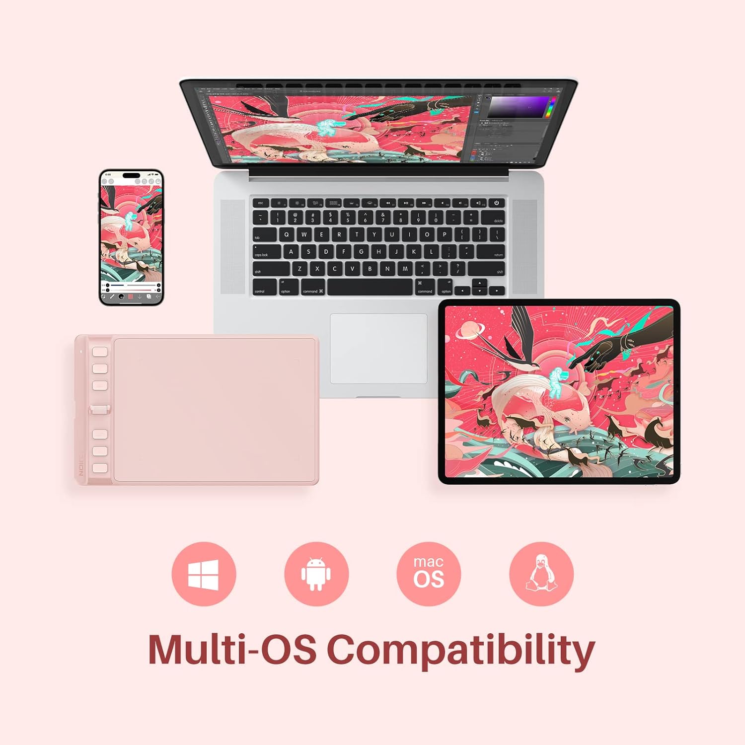 HUION Inspiroy 2 tabletas de dibujo pequeñas, tableta de arte digital con rueda de desplazamiento, 6 teclas de acceso rápido, lápiz óptico sin