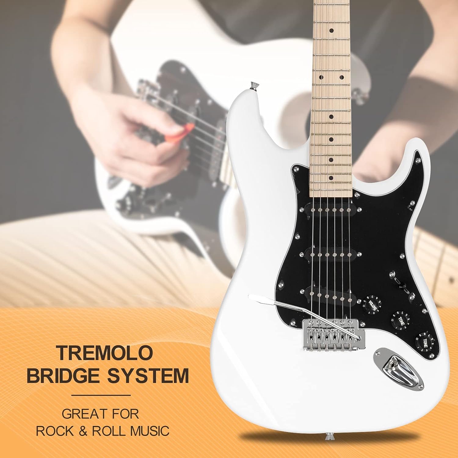 GLARRY – Guitarra eléctrica de tamaño completo para principiantes amantes de la música, con amplificador de 20 W y accesorios y bolsa para guardarla.