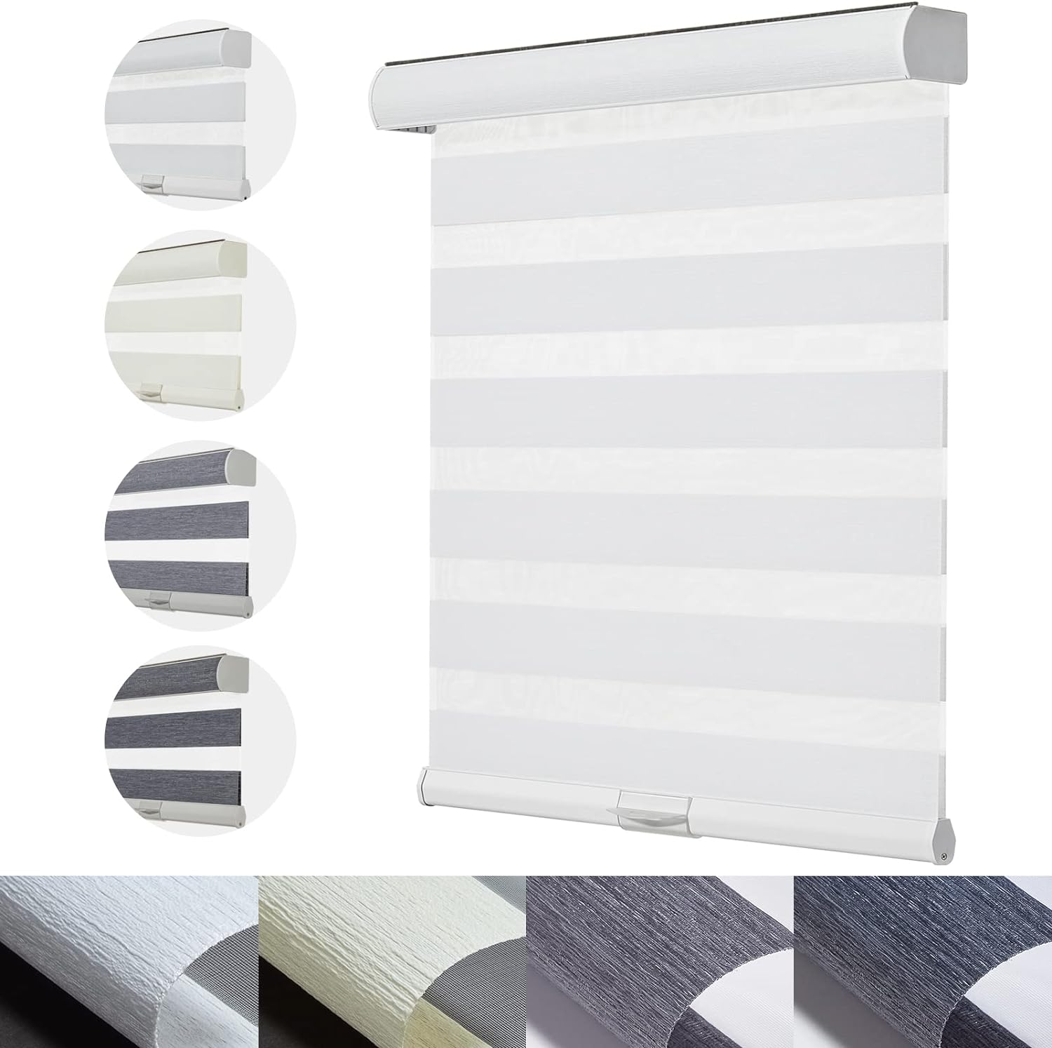Persilux Persianas sin cordones de cebra para ventanas, con patrón de jacquard, de doble capa, persianas enrollables para filtrar la luz día y