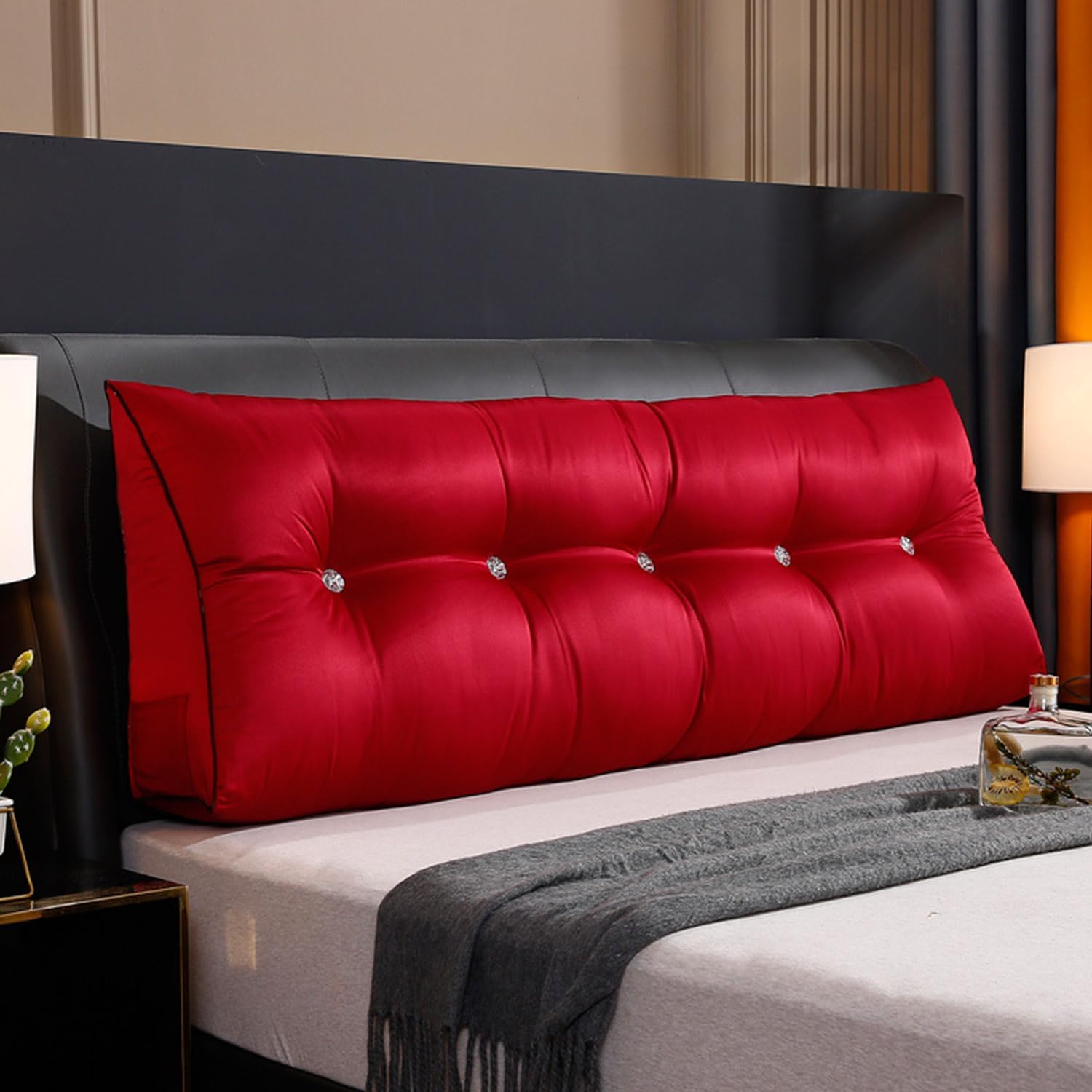Almohada triangular de lectura, almohada de cabecera de cuña para cama de día, respaldo de tatami, funda extraíble, cojín de soporte lumbar, rojo,
