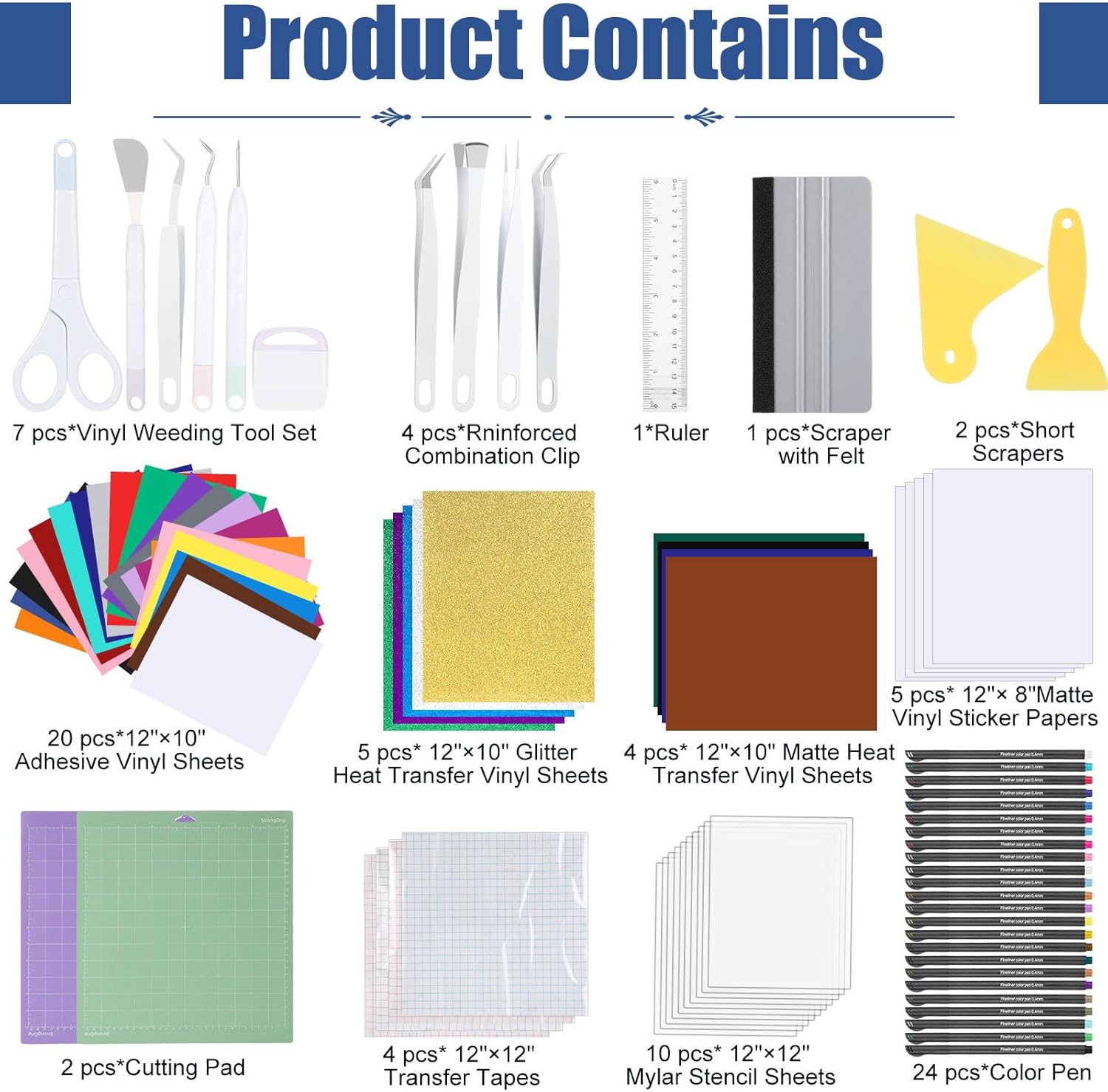 Tenceur Paquete de 93 accesorios compatibles con Cricut Makers MachineExplore Air compatible con Cricut Starter Kit con hojas de vinilo adhesivas,