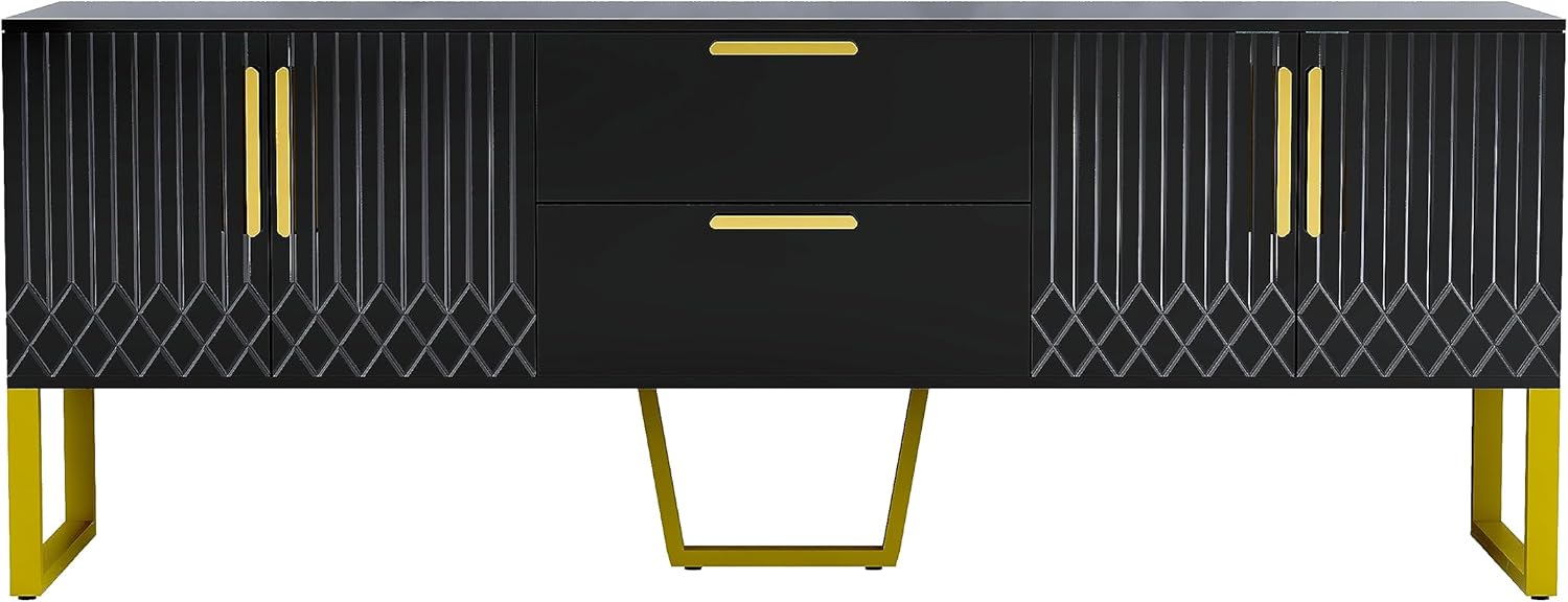 JIJIWANG Moderno soporte de TV para televisores de hasta 75 pulgadas, centro de entretenimiento con cajones y gabinetes, mesa consola de madera con