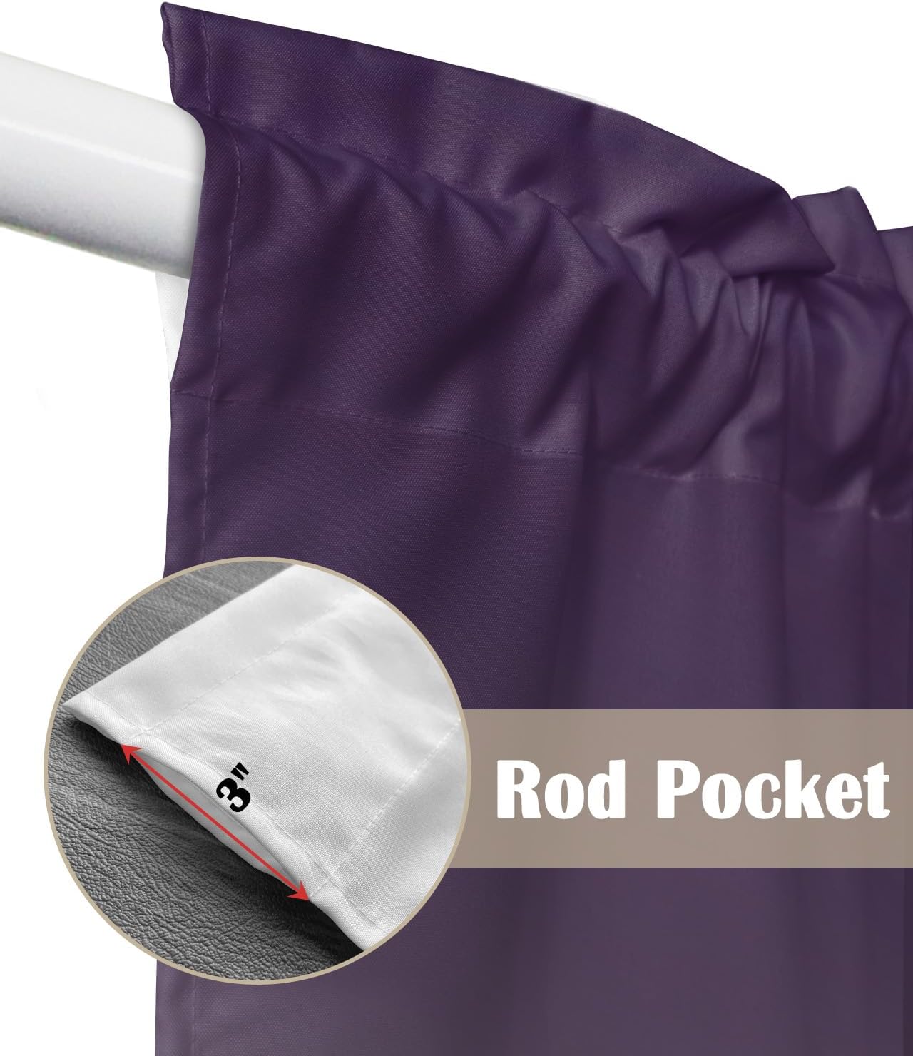 Cenefas con festón para ventanas, cortinas de ventana de cocina gris lavanda con bolsillo para cortinero, cortinas para ventana sobre el fregadero,