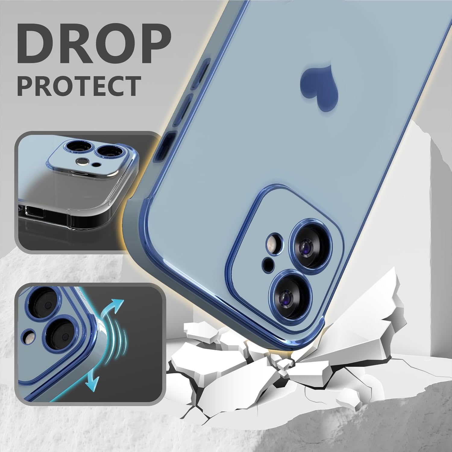 Funda de diseño para iPhone 11 para mujer, funda suave para teléfono 11, iPhone 6.1 y esquina a prueba de golpes (azul)