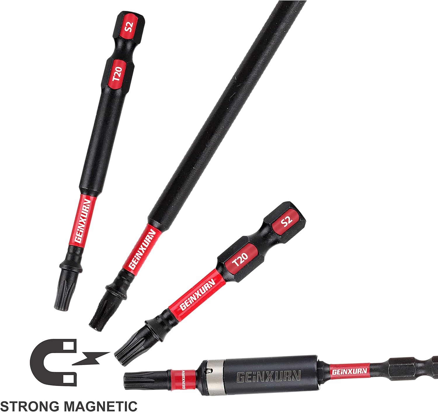 GEINXURN Juego de 50 brocas de potencia T20 de 2 pulgadas con cabeza Torx magnética #20, juego de puntas de destornillador T20 de acero de aleación