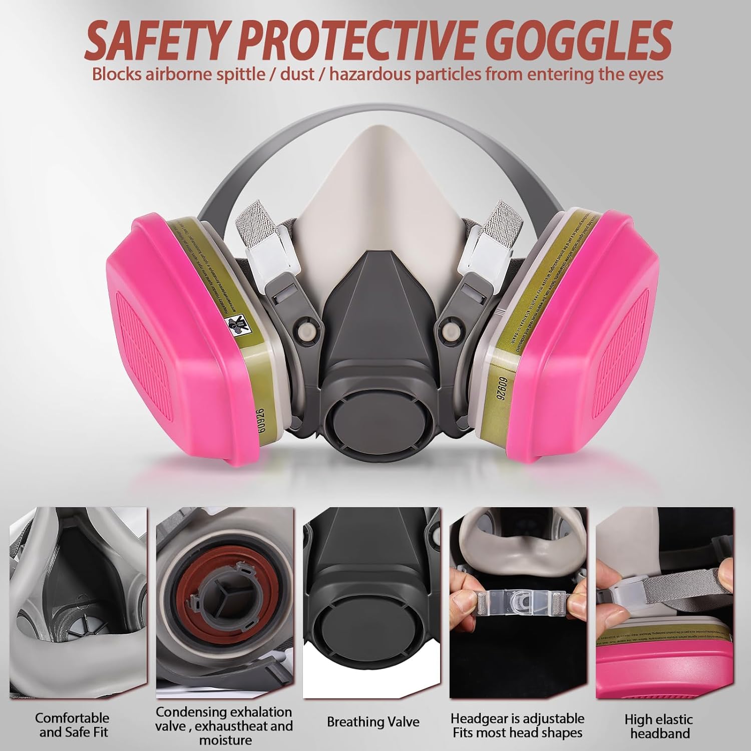 LJSXFI Máscara respiradora de gas de cara completa – Máscaras de gas con filtro de carbón activado 60926, contra polvo, gases, vapor orgánico