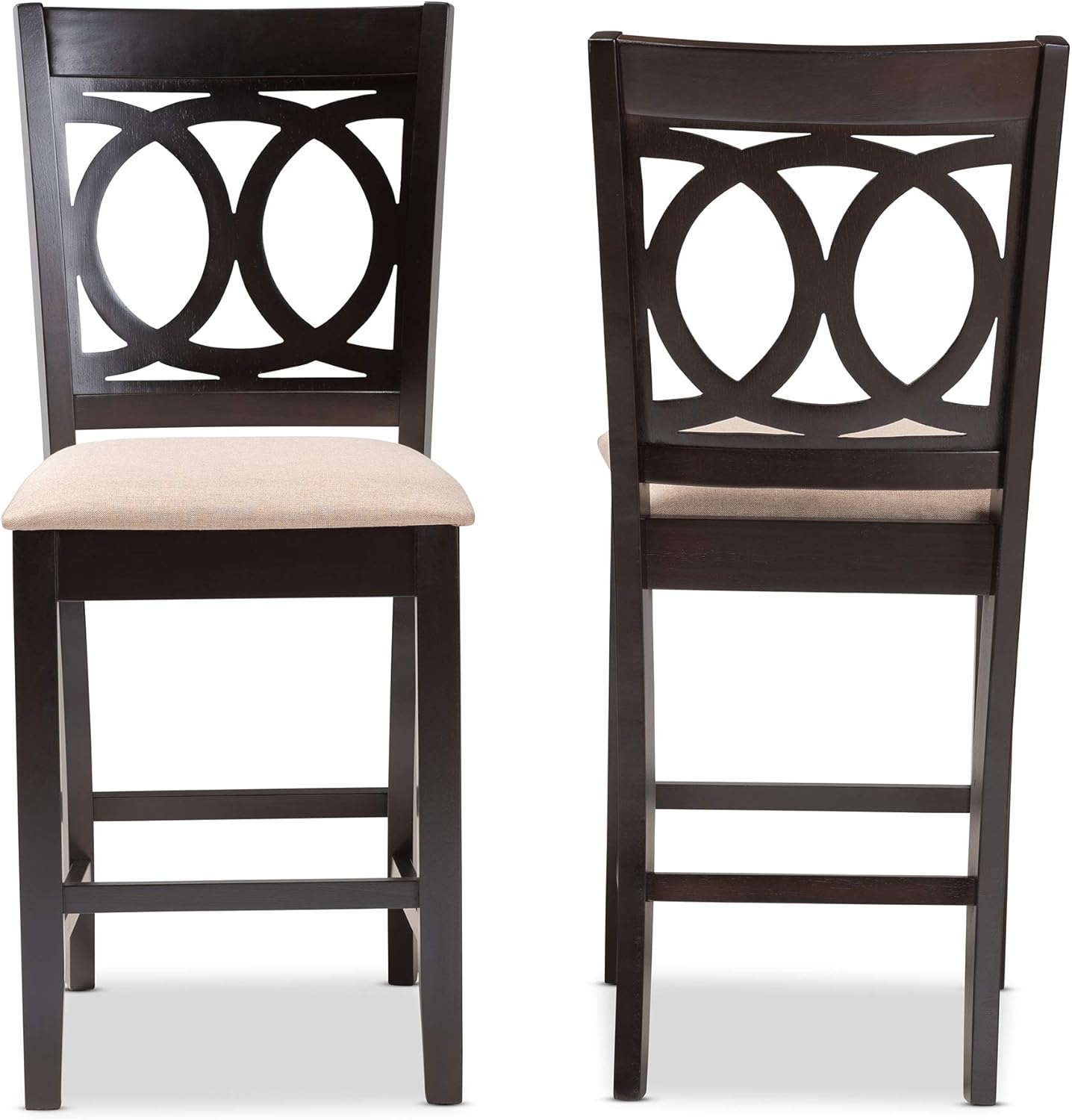 Baxton Studio Lenoir – Silla de pub moderna y de altura de mostrador, tapizada con tela de arena, color marrón expreso, altura de mostrador