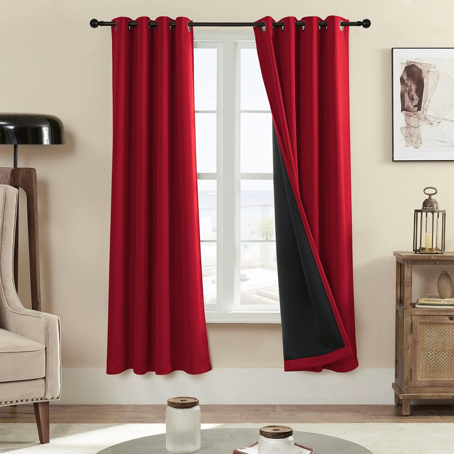 Cortinas 100 % opacas, sombra completa 72 pulgadas de largo para sala de estar, cortinas con aislamiento térmico para dormitorio ( 2 paneles de 52 x