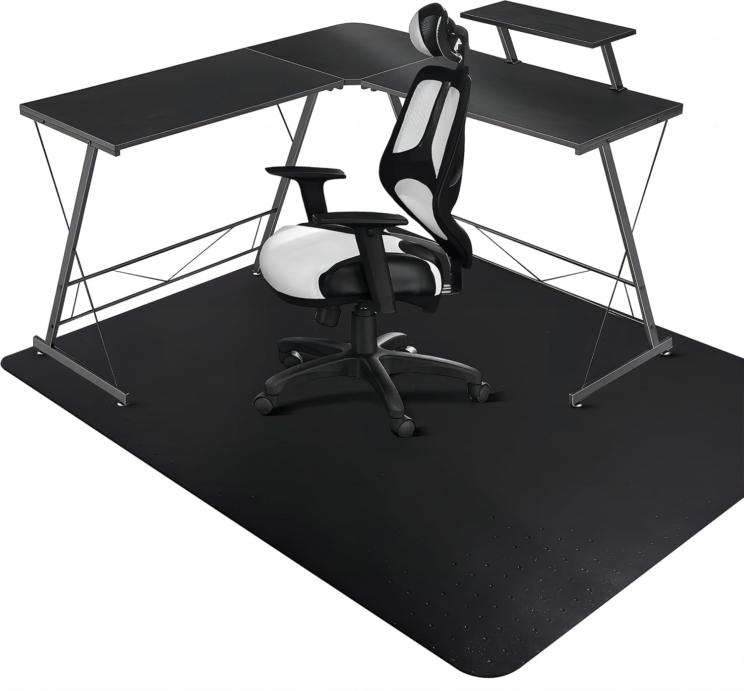 SALLOUS – Tapete para silla de oficina, 60 x 46 pulgadas, tapete para silla de oficina para suelos alfombrados, tapete resistente con agarres,