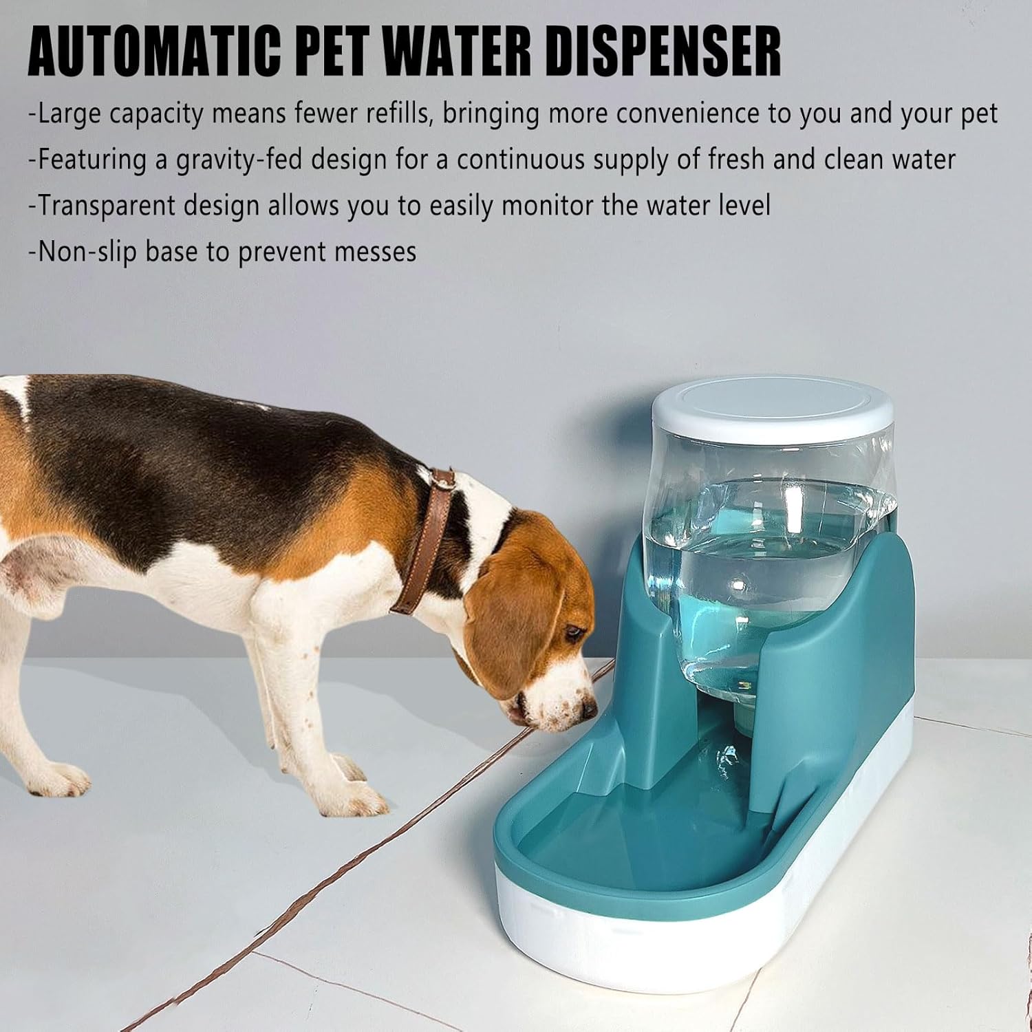 kathson Dispensador automático de agua para perros, dispensador de agua para gatos de gravedad de 1 galón, cuenco de estación de agua para perros,