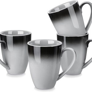 LOVECASA Juego de 4 tazas de café, tazas de porcelana de 20 onzas para café, té, cacao, capuchino, café con leche y leche, diseño de mango grande, LOVECASA Juego de 4 tazas de café, tazas de porcelana de 20 onzas para café, té, cacao, capuchino, café con leche y leche, diseño de mango grande,