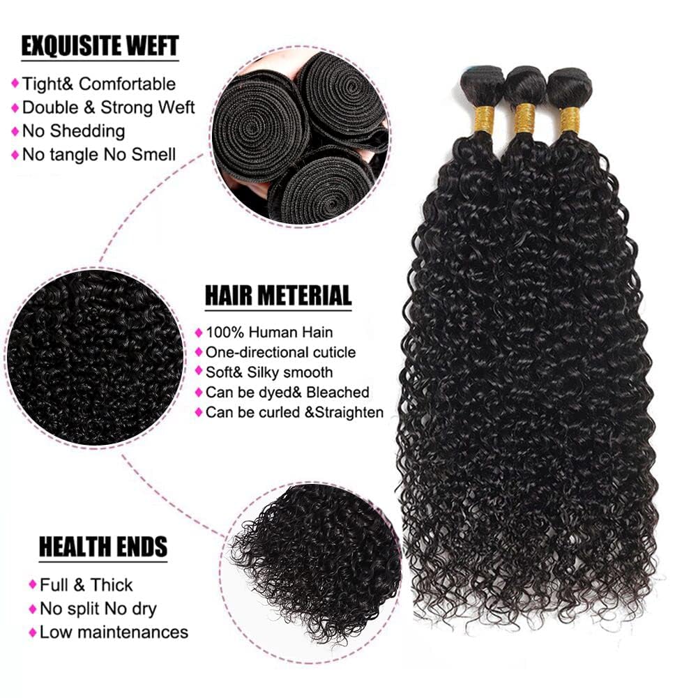 Paquetes de cabello humano ondulado profundo de 18, 18, 18 pulgadas, 12A, cabello humano rizado brasileño 100% sin procesar, paquetes de cabello