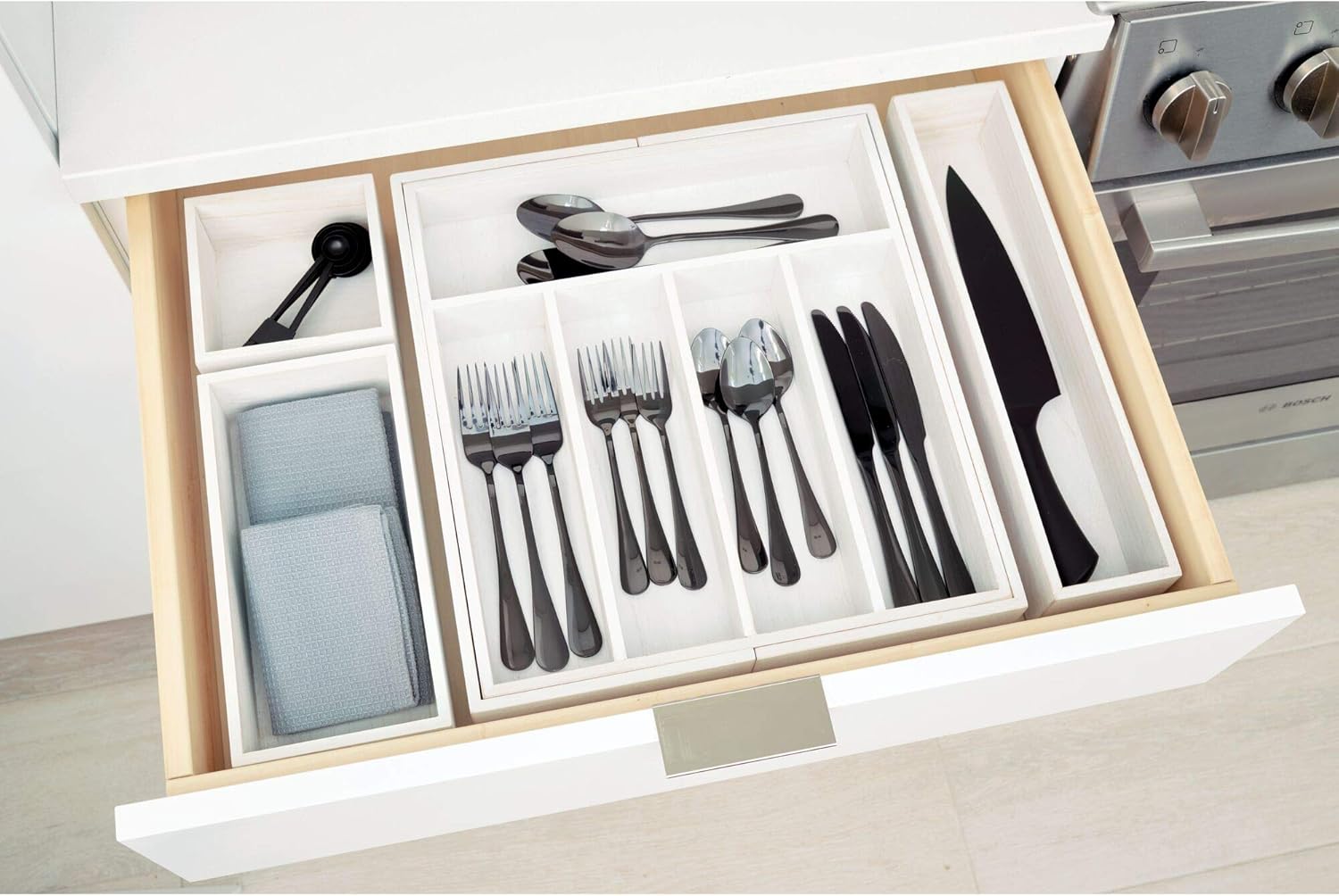 iDesign Renewable Paulownia Wood Collection – Cubo organizador de cajones, 3.3 x 15 x 2.5 pulgadas, lavado blanco