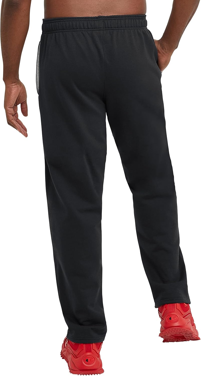 Champion Pantalones deportivos para hombre, Powerblend, vellón, con parte inferior abierta (talla regular o grande y alto)