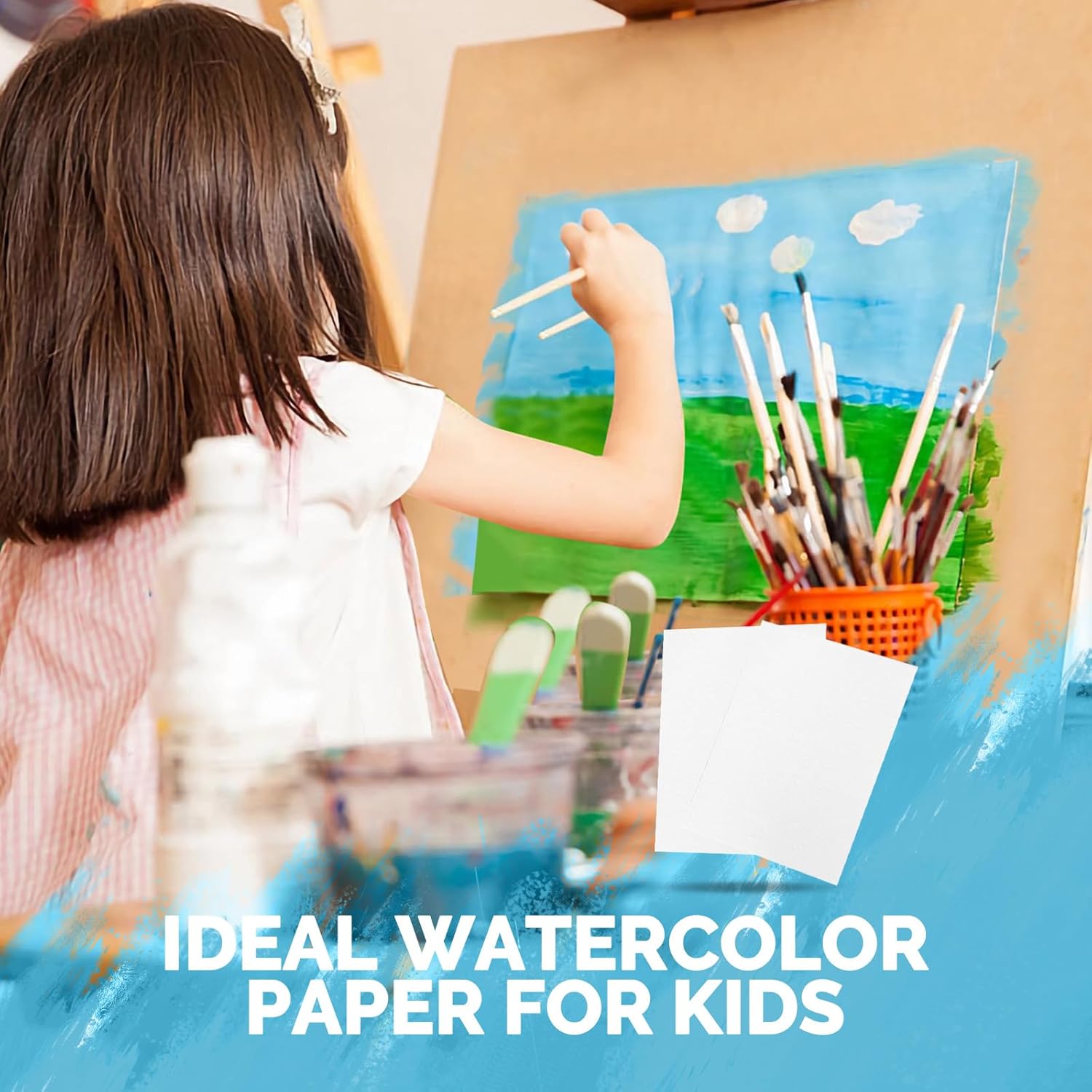 TOUNALKER 500 piezas de papel de acuarela a granel, papel de prensa en frío blanco de 300 GSM, bloc de papel de acuarela para dibujar arte para