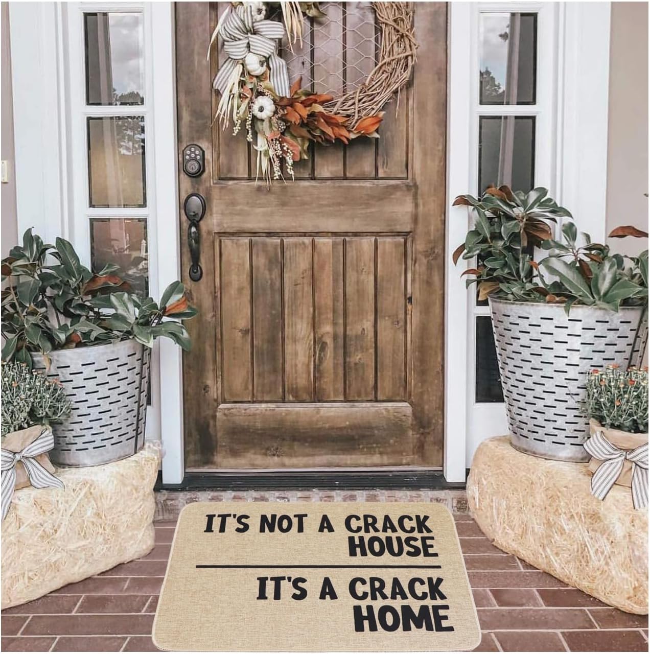 Tapete de bienvenida de granja para puerta delantera, con texto en inglés “It’s Not A Crack House”, divertido tapete de entrada de goma