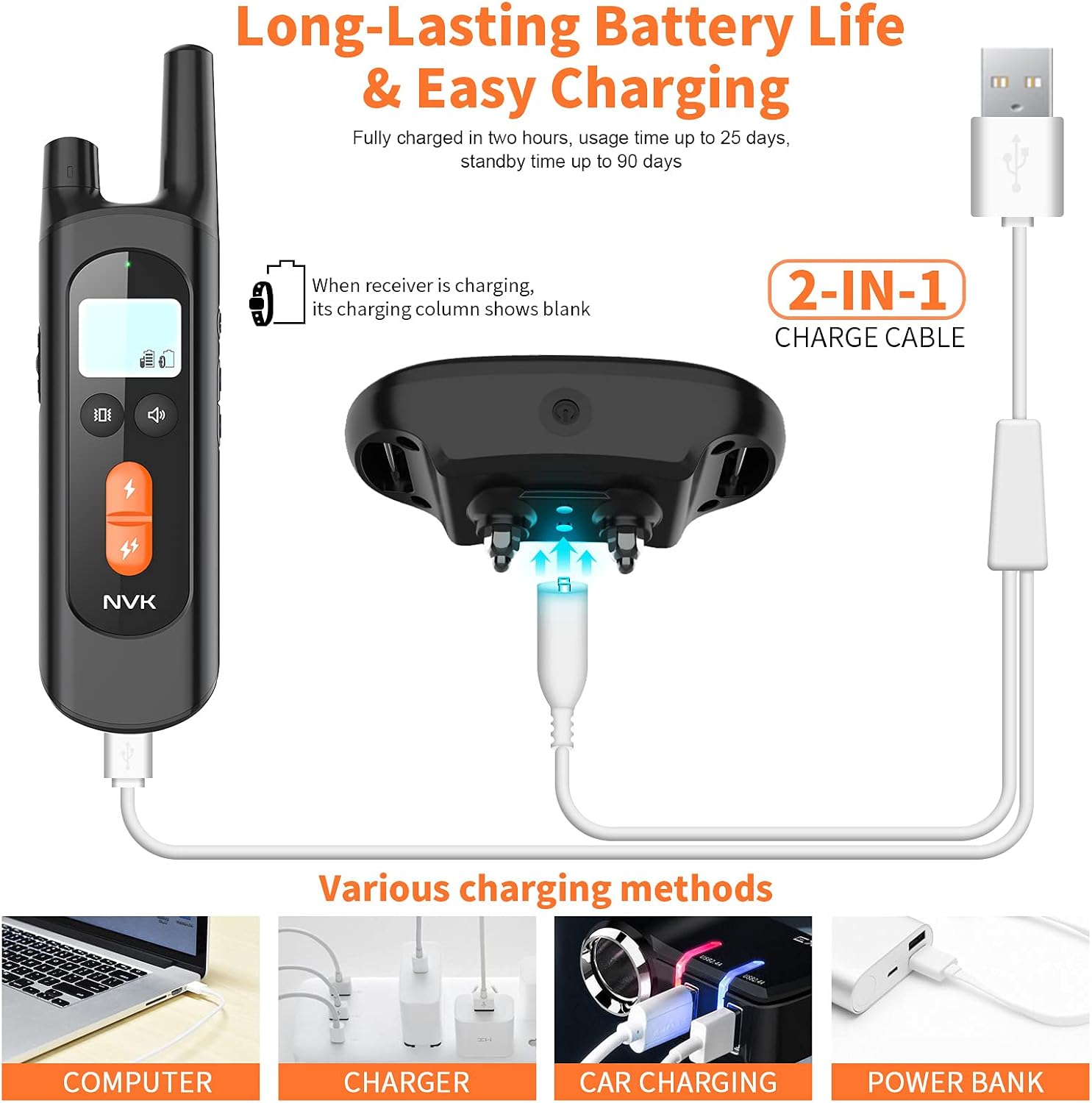 NVK Collar de choque, collar de entrenamiento para perros con control remoto para perros medianos y grandes, collar de choque recargable con choque,