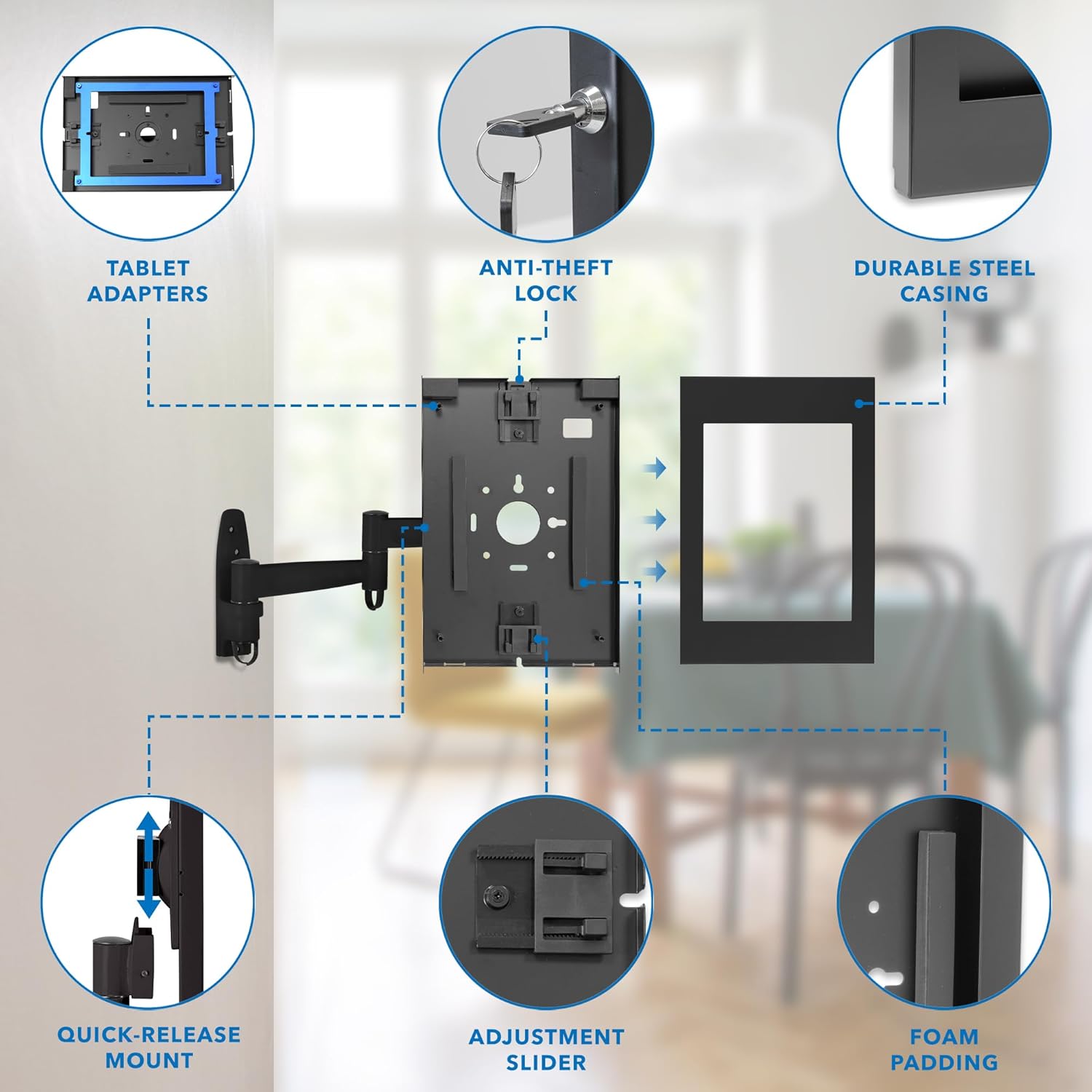 Mount-It! Soporte de pared antirrobo para tablet compatible con iPad 10, 9, 8, iPad Pro 10.5, iPad Air 10.5, quiosco de bloqueo para iPad, quiosco