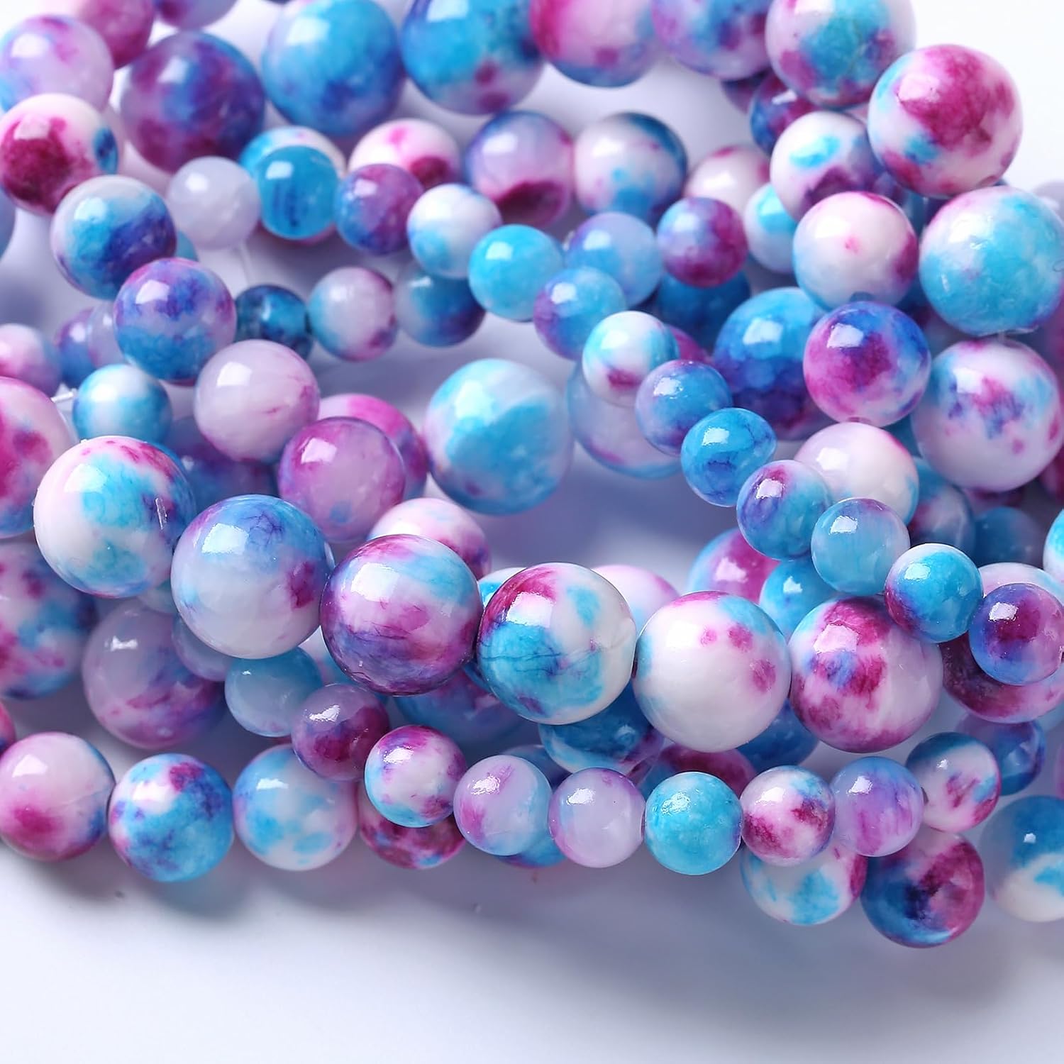 38 cuentas sueltas de jade persa rosa azul de 0.394 in para hacer joyas, pulseras y collares