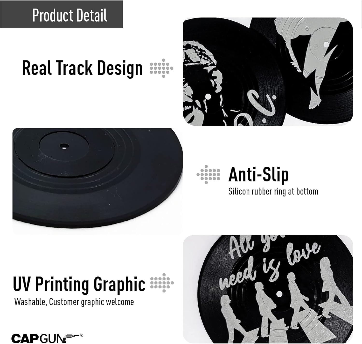 Divertidos posavasos retro para bebidas de café con soporte para reproductor de vinilo, juego de 6 posavasos únicos personalizados para inauguración