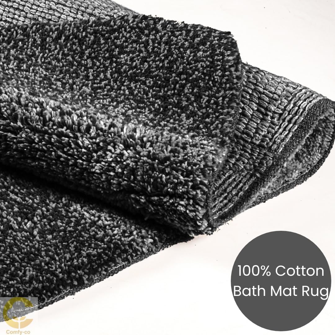 Comfy-co Alfombra de baño de 24 x 16 pulgadas, suave, absorbente, antideslizante, 100% algodón, alfombra de baño de felpa peluda, lavable a máquina,